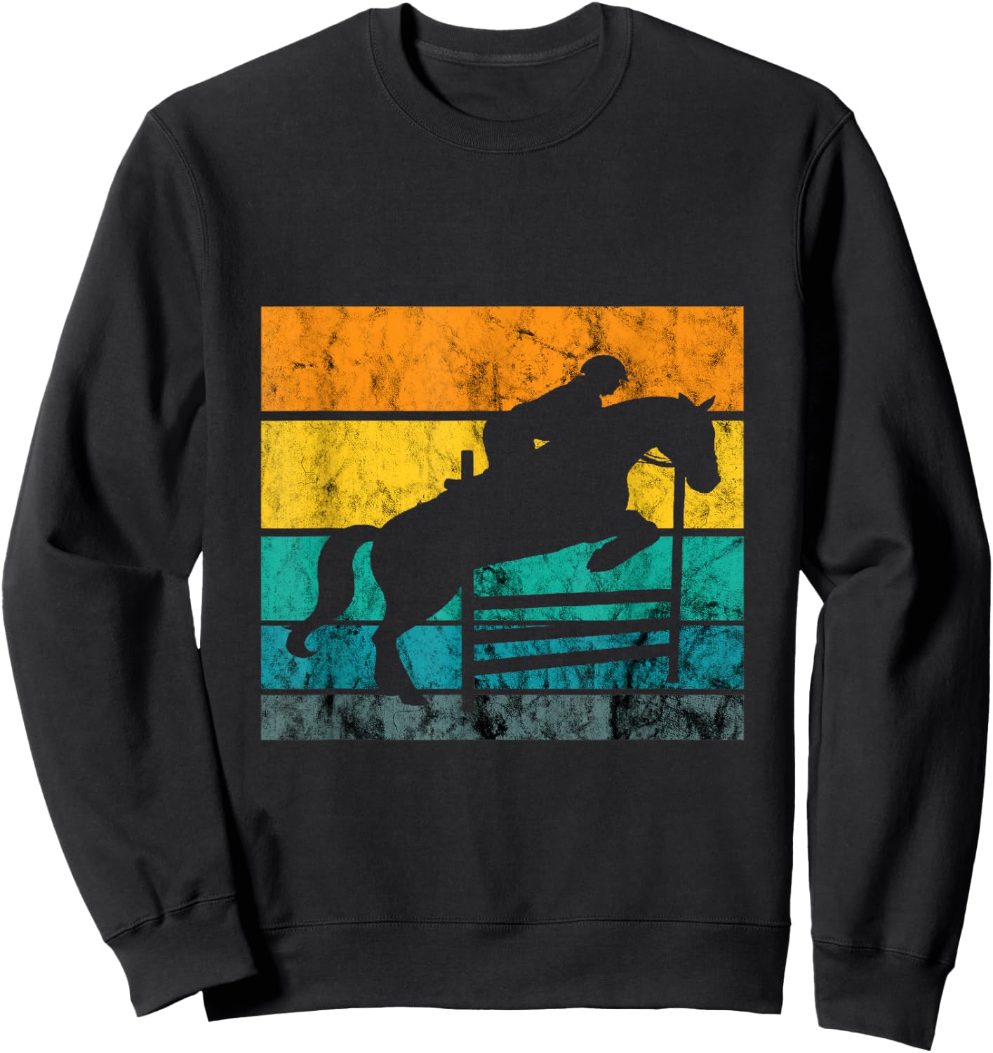 Show Jumping Retro Vintage Equestrian Rider Horseback Riding Sweatshirt - Sweatshirt | Black
