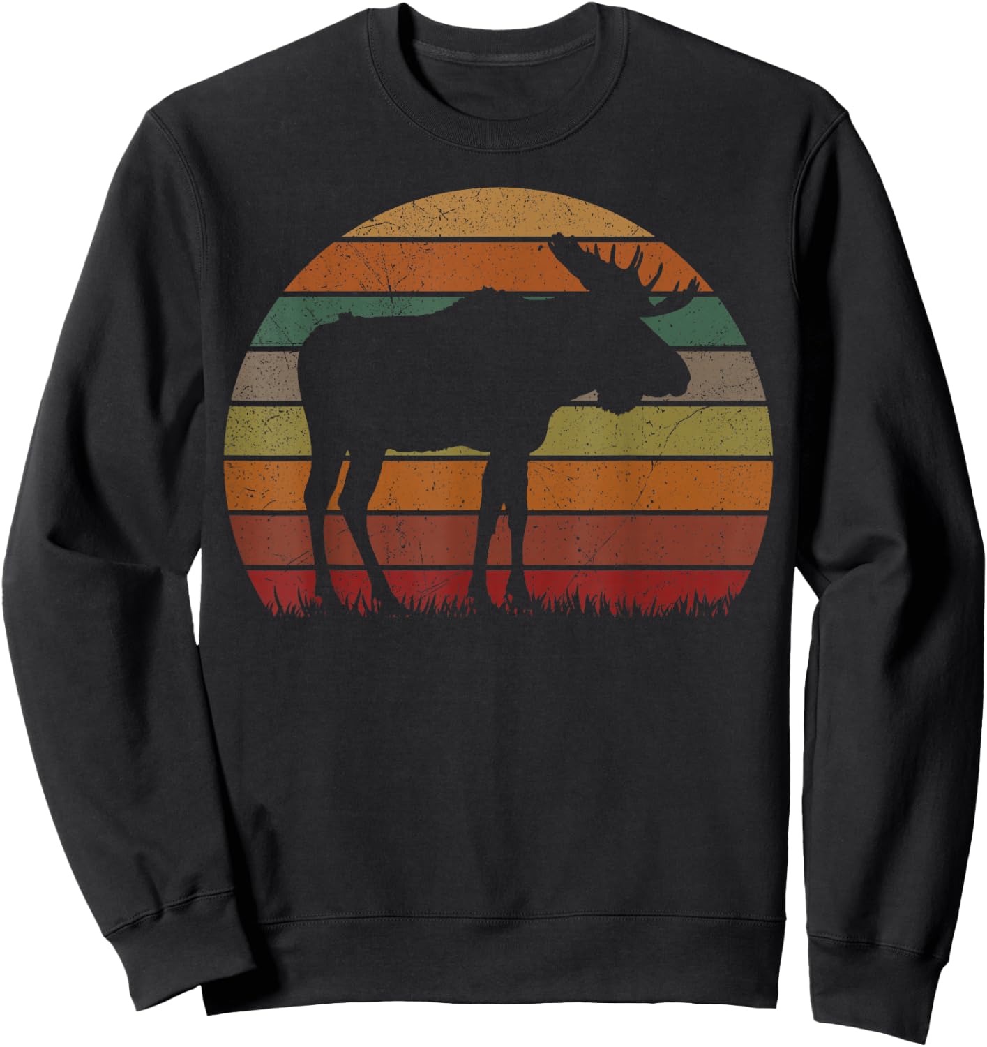 Funny Moose in Sunset Camping Lovers Gift Happy Camp Sweatshirt - Sweatshirt | Black