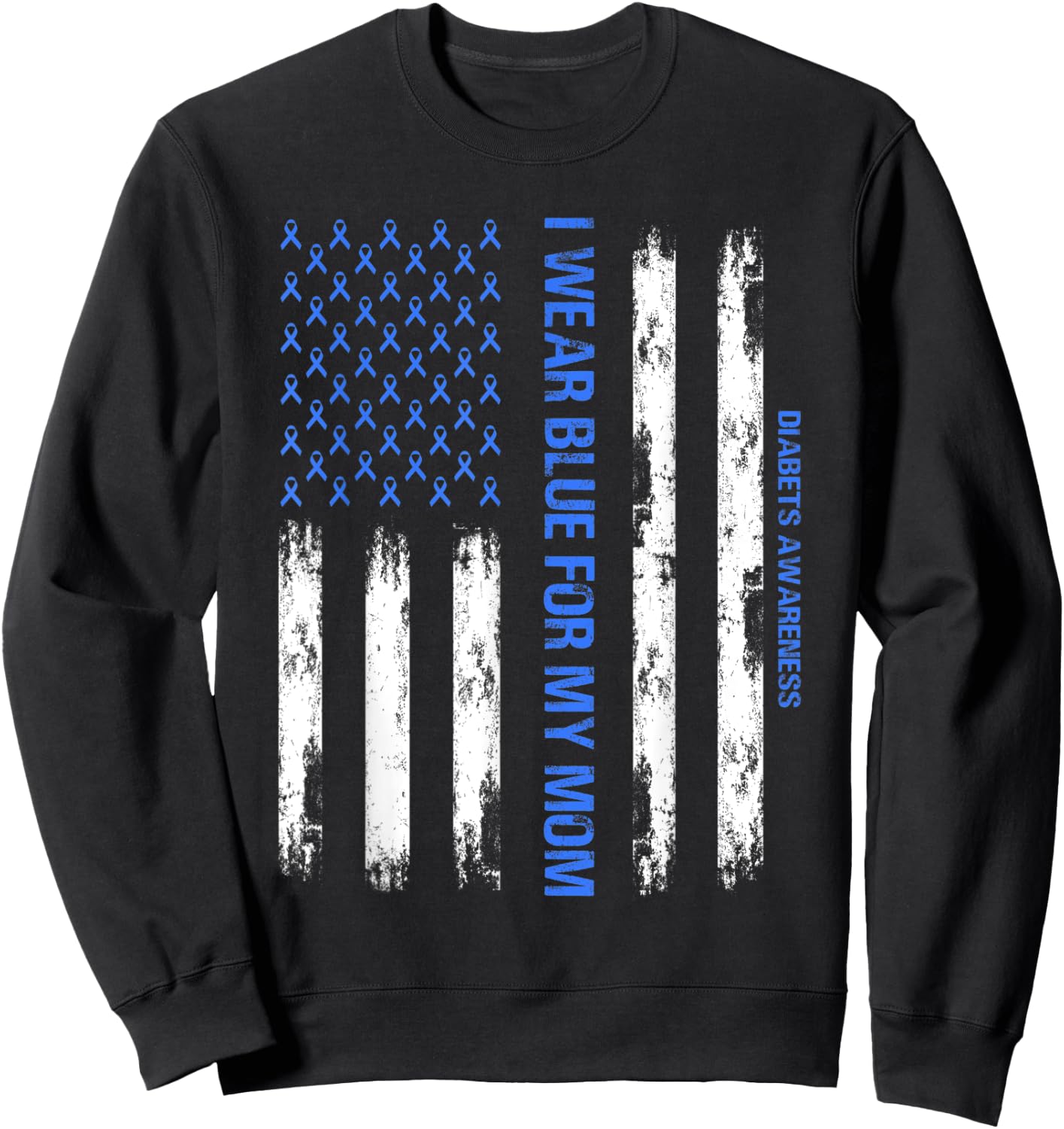 I Wear Blue For My Mom Diabetes Awareness Toddler Son Boys Sweatshirt - Sweatshirt | Black