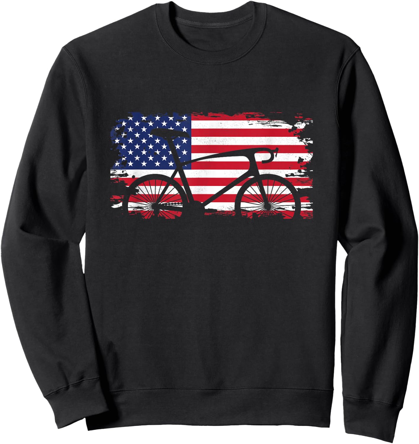 American Flag Road Biking Cycling Apparel - Bicycle Cycling Sweatshirt - Sweatshirt | Black
