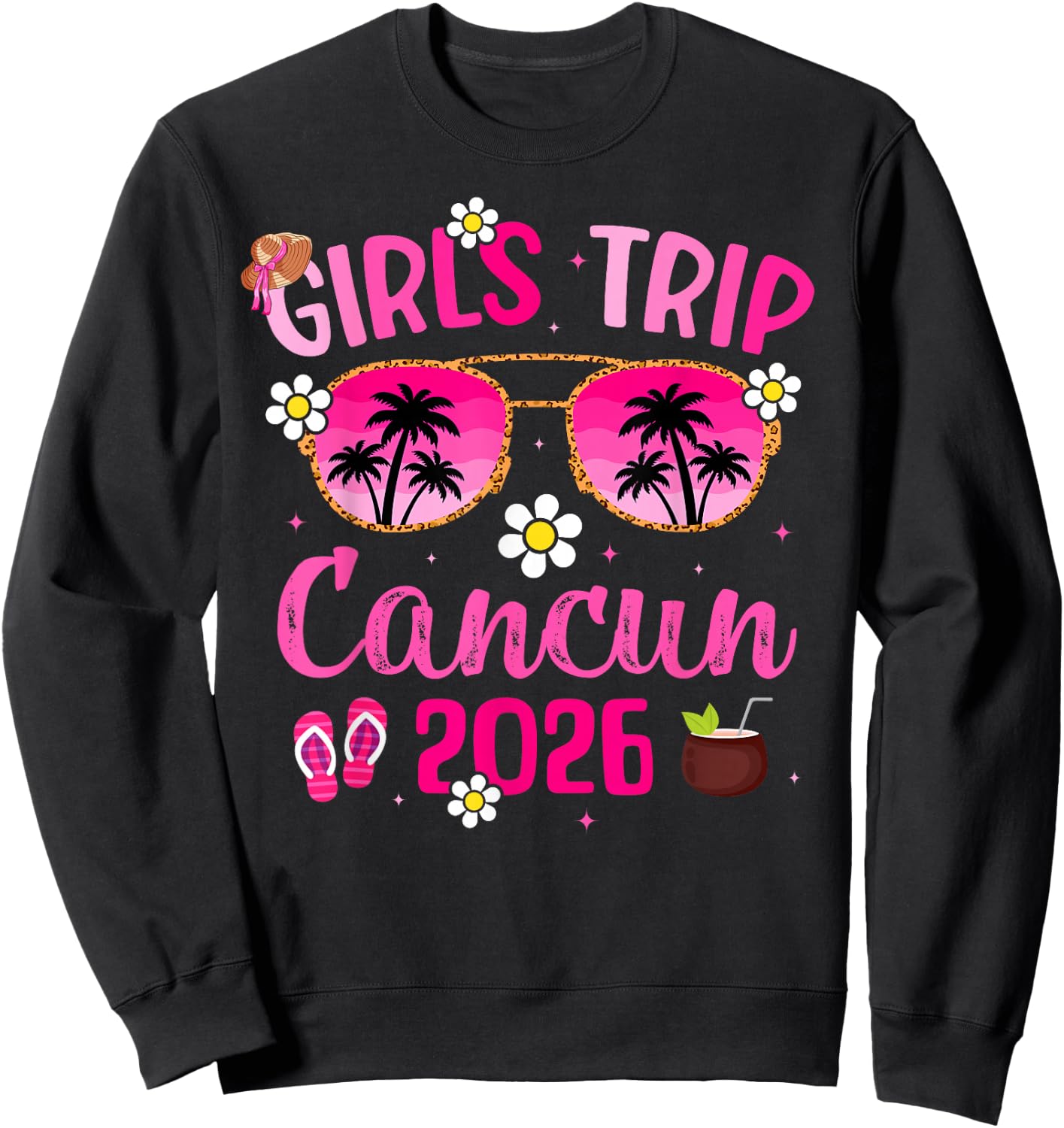 Girl’s Trip Cancun 2026 Besties Cancun, Mexico Vacation Sweatshirt - Sweatshirt | Black