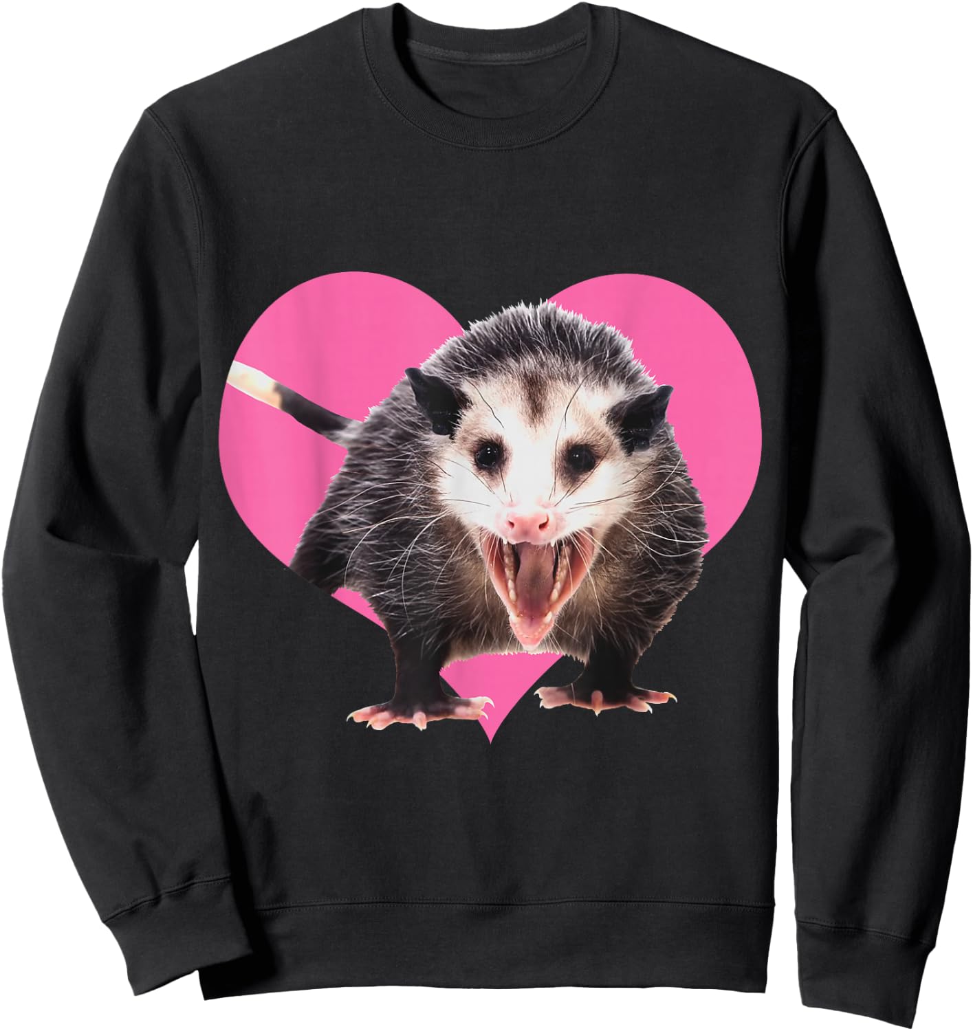 I Love Possums & Opossums - Pink Heart Funny Possum Lover Sweatshirt - Sweatshirt | Black