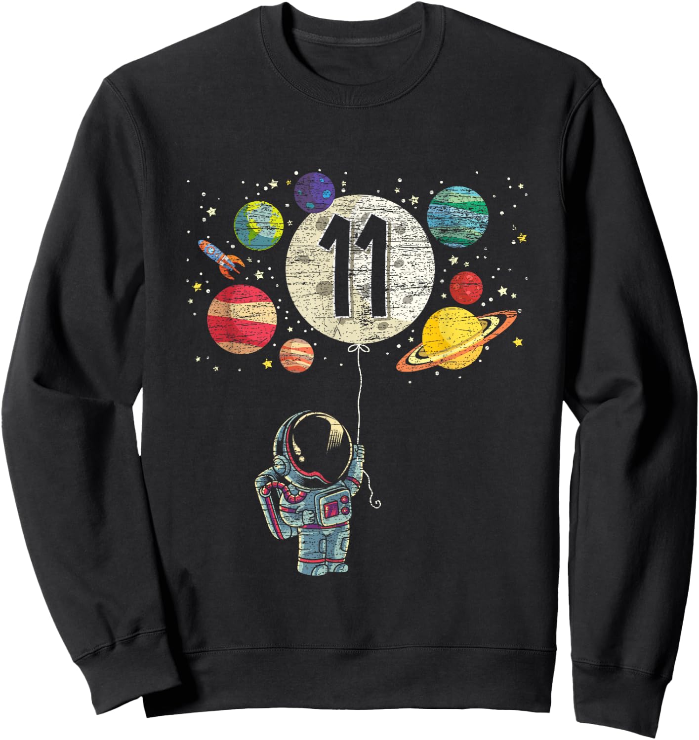 11 Years Old Birthday Boy Gifts Astronaut 11th Birthday Sweatshirt - Sweatshirt | Black