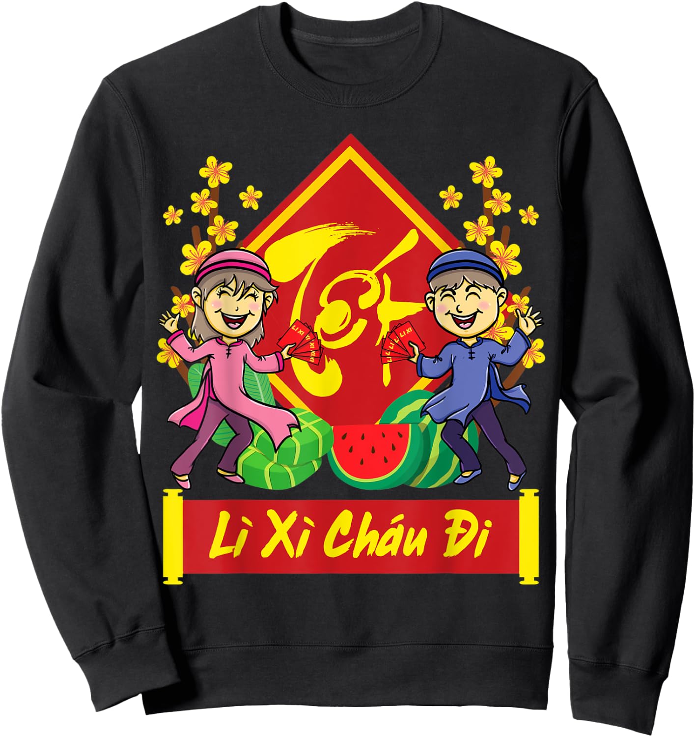 Li Xi Me Please | Funny Kids Vietnamese New Year 2022 Sweatshirt - Sweatshirt | Black