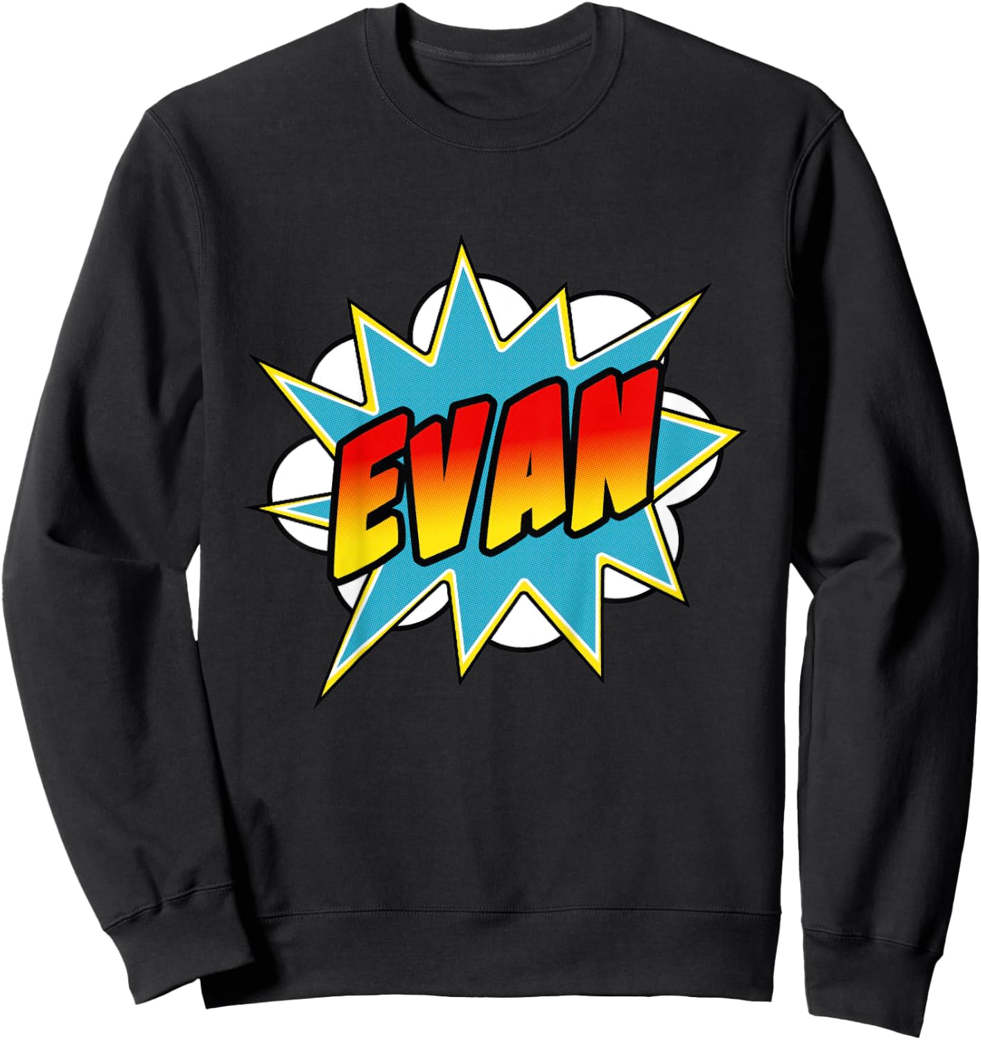 Kids Boys Evan Comic Book Superhero Name Sweatshirt - Sweatshirt | Black