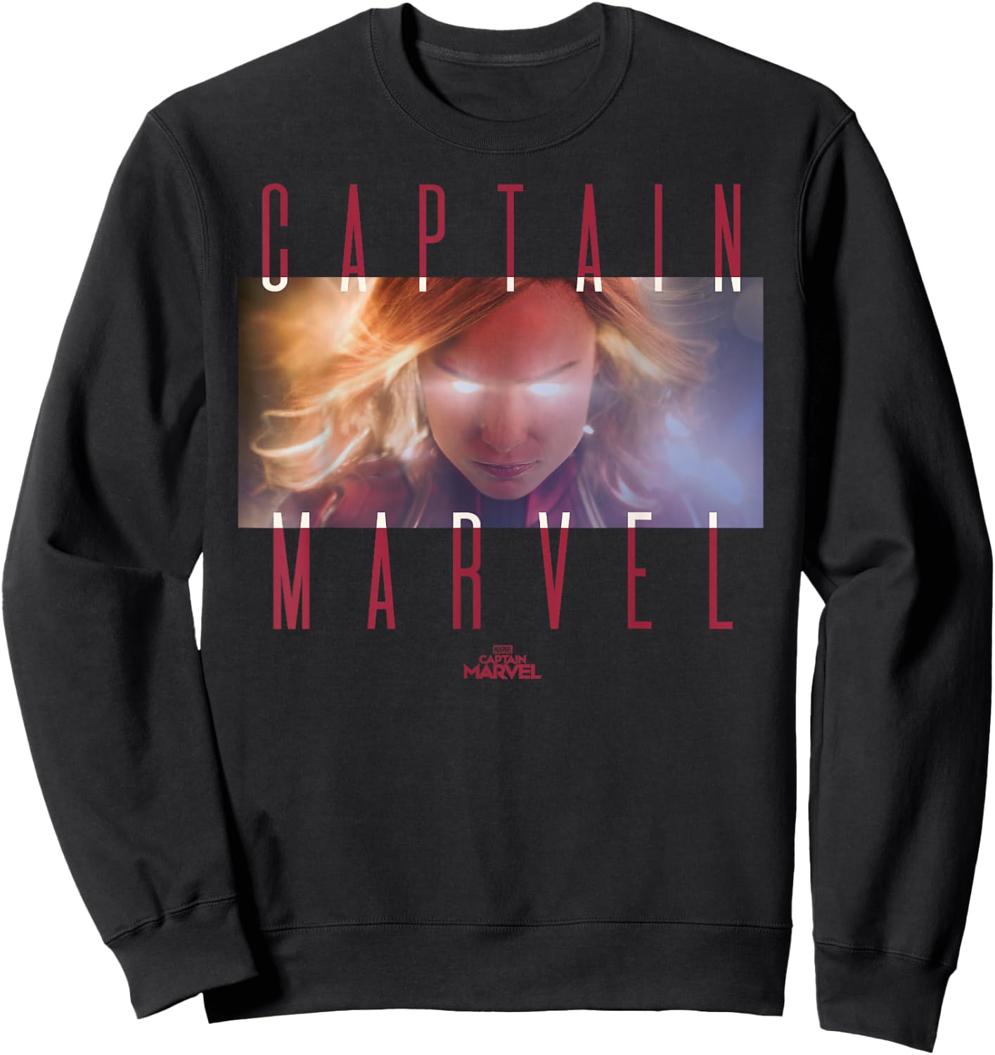 Captain Marvel Powerful Glow Eyes Poster Graphic Sweatshirt - Sweatshirt | Black