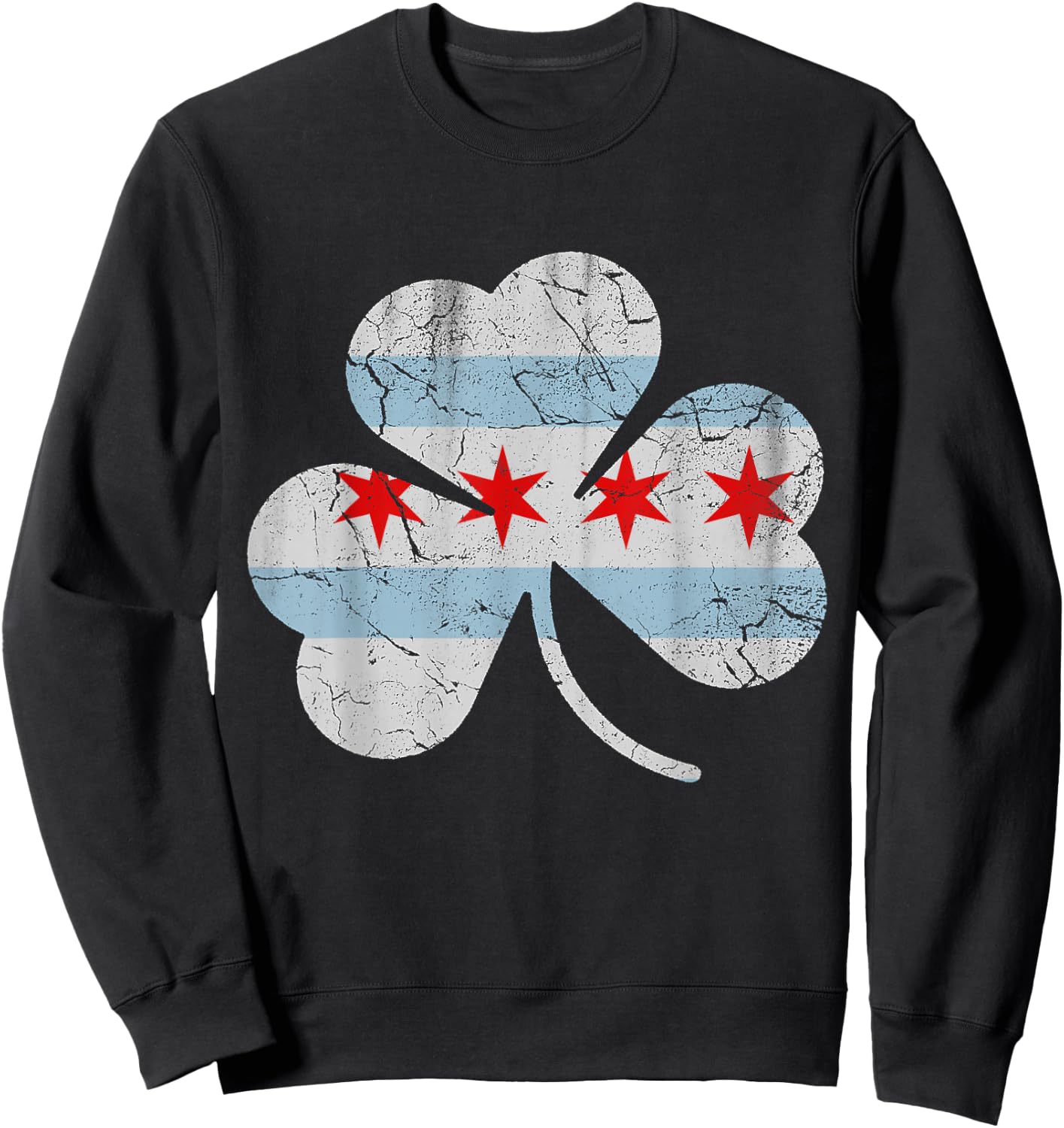 Chicago Flag Shamrock Irish St Patricks Day Couples Groups Sweatshirt - Sweatshirt | Black