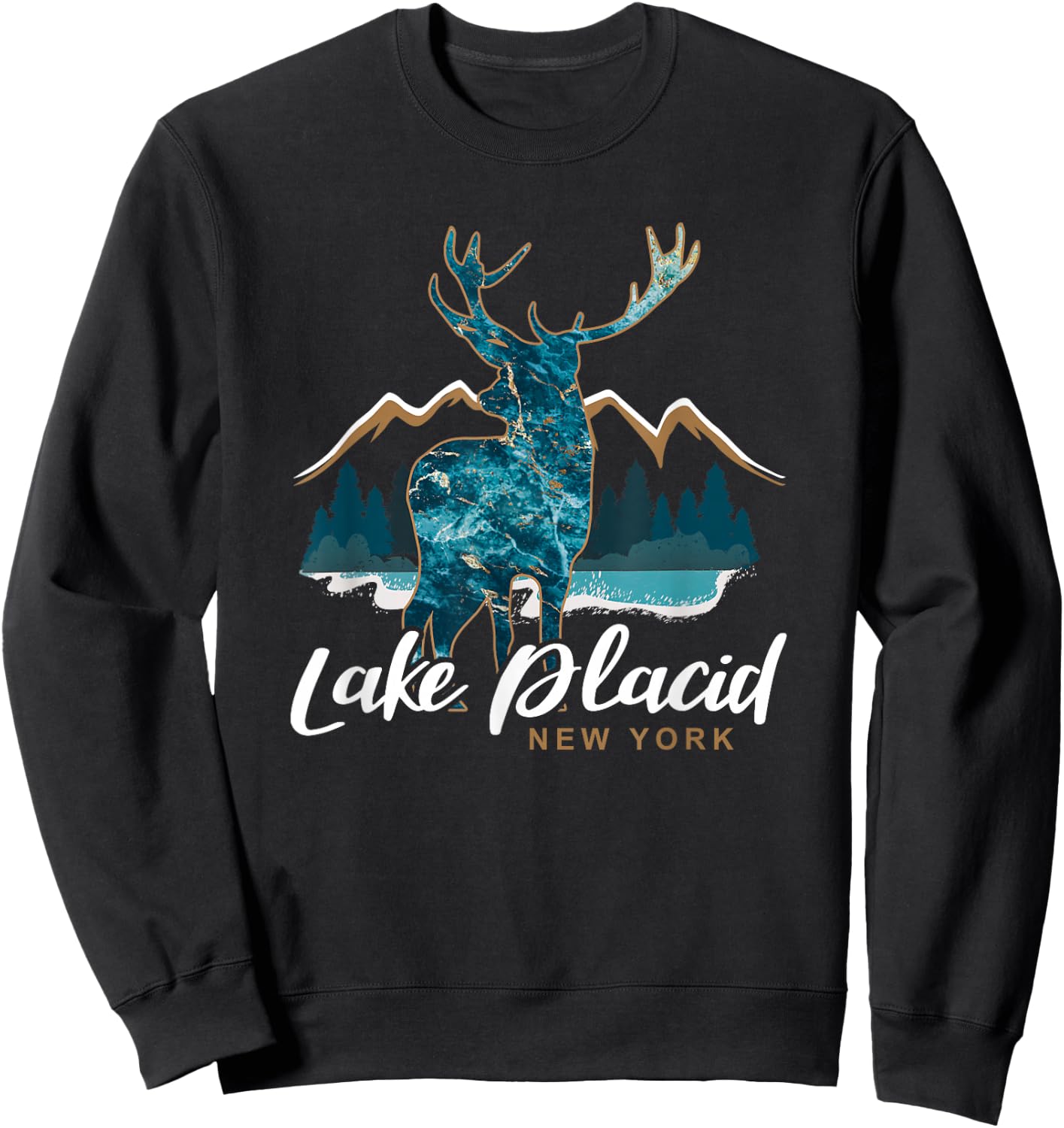 Lake Placid New York USA Adirondack Mountains Souvenir Sweatshirt - Sweatshirt | Black