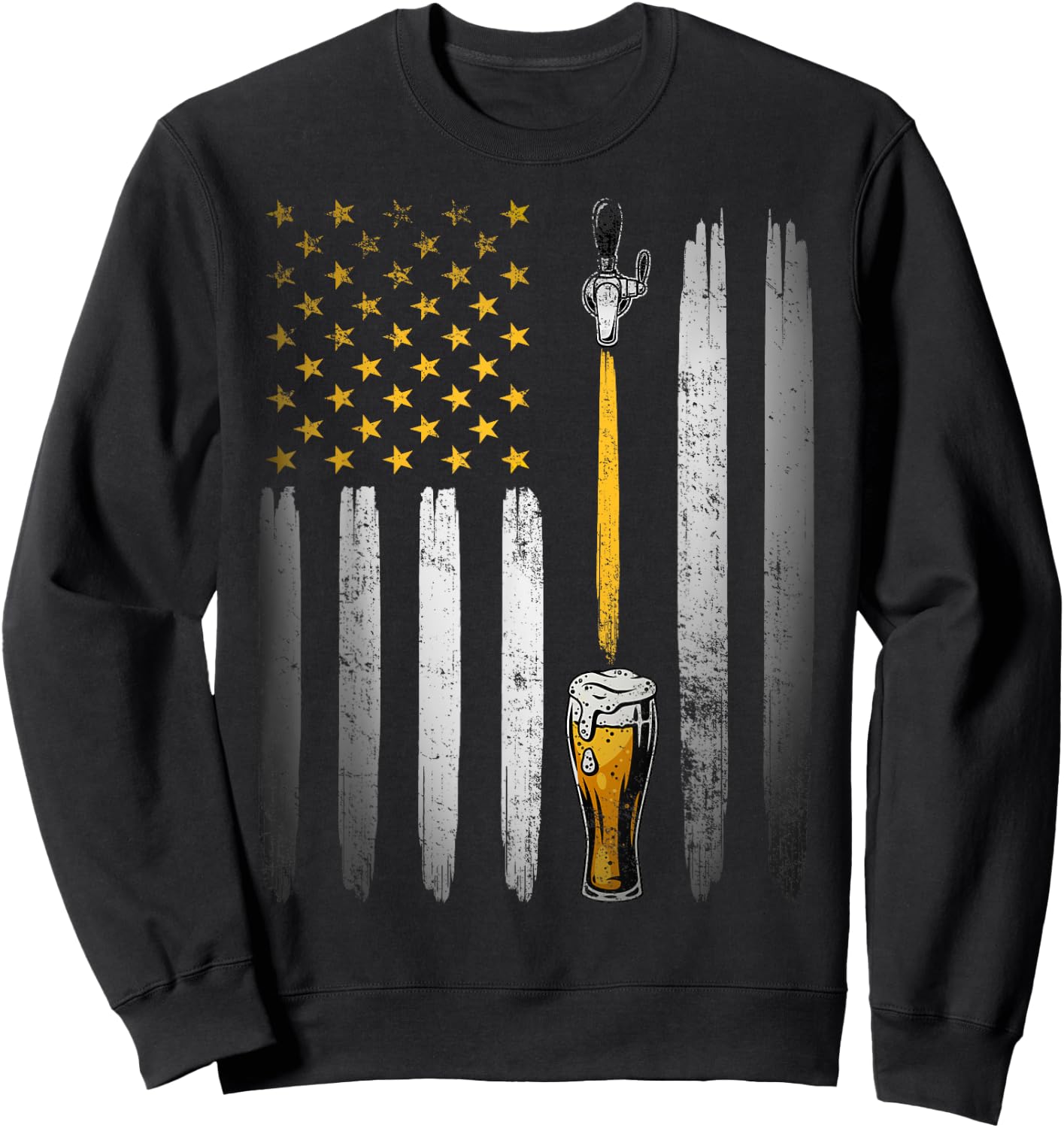 Retro USA US American Flag Beer Craft Brewer Craft Beer Men Sweatshirt - Sweatshirt | Black