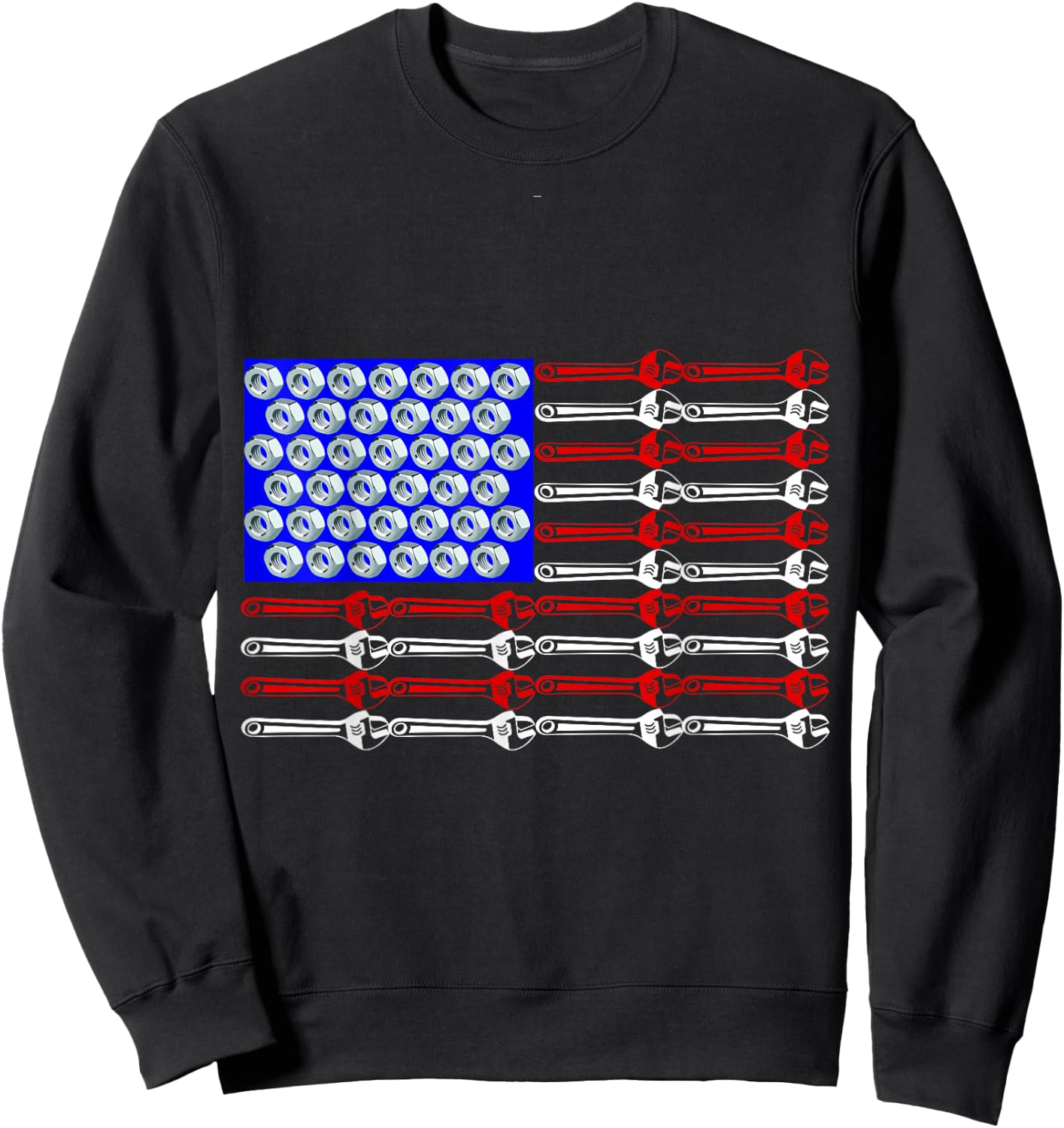 Mechanic Proud American Patriotic USA Flag of Tools Sweatshirt - Sweatshirt | Black