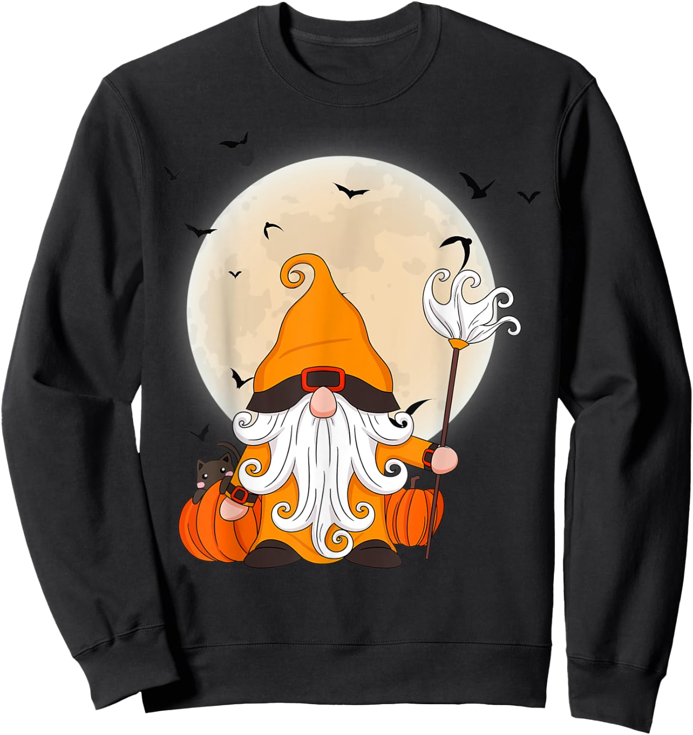 halloween cat gnome cute Gnome Halloween Costume Pumpkin Men Women Kids Sweatshirt - Sweatshirt | Black