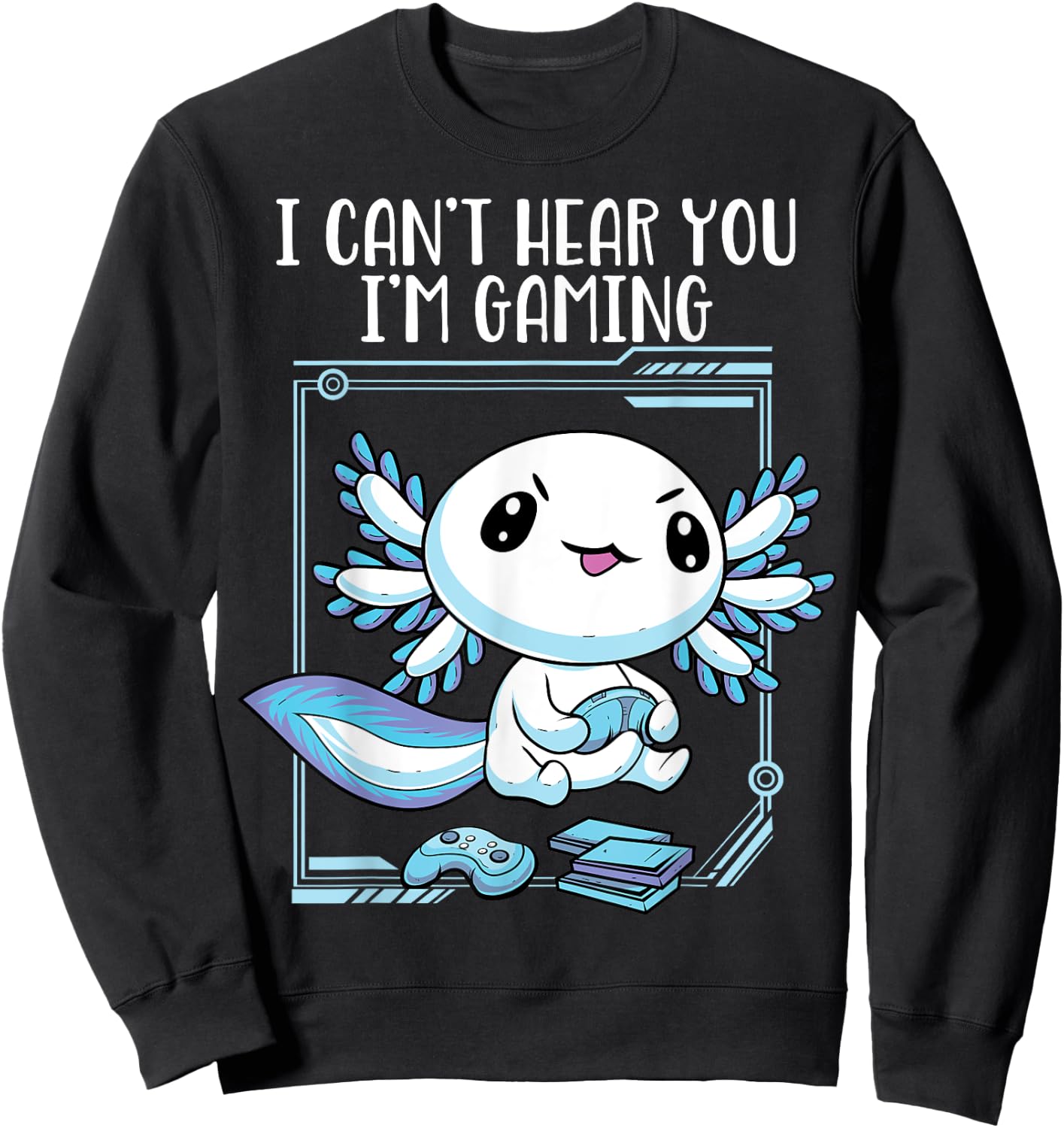 Gamer Axolotl Shirt Gamesolotl Fish Gaming Video Gamer Anime Sweatshirt - Sweatshirt | Black