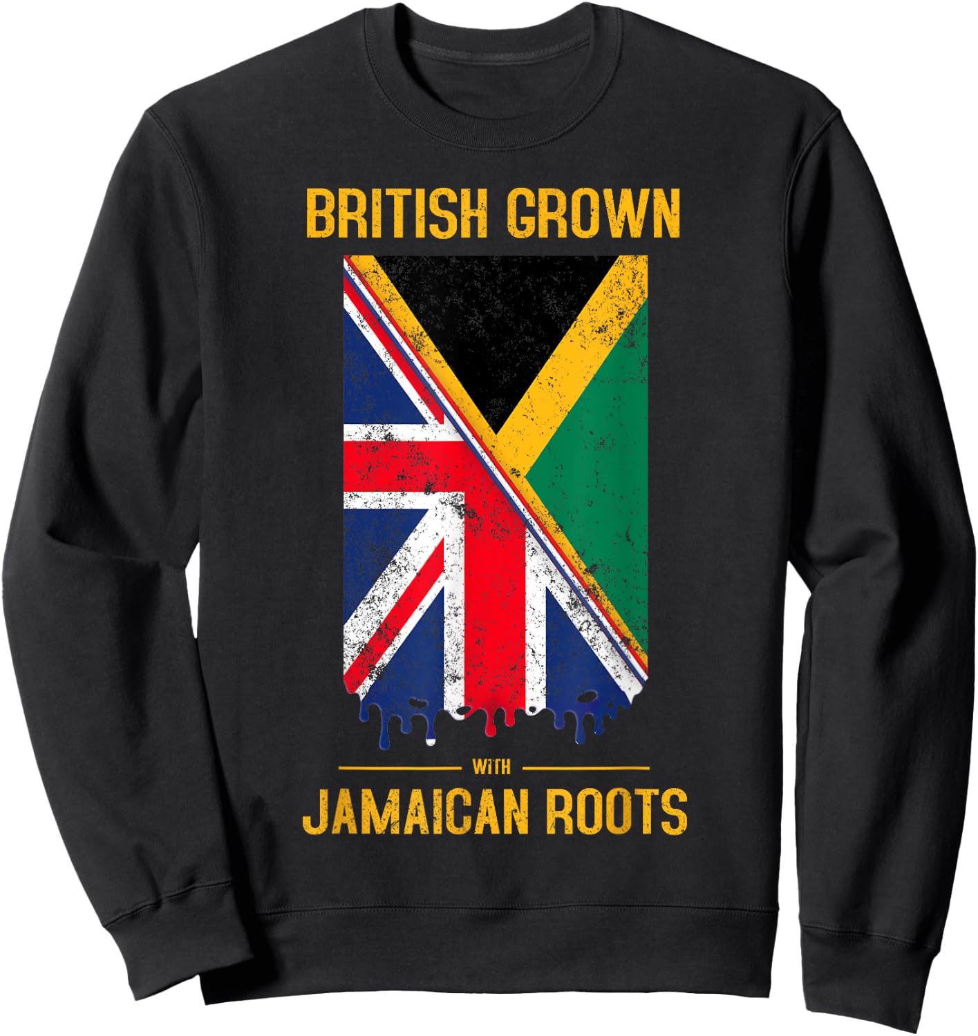 Jamaican Flag With Union Jack Design & British Caribbean Sweatshirt - Sweatshirt | Black