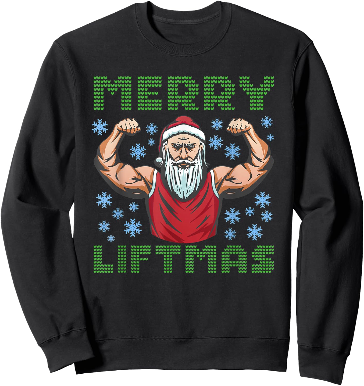 Gym Workout Pumping Santa Merry Liftmas Sweatshirt - Sweatshirt | Black