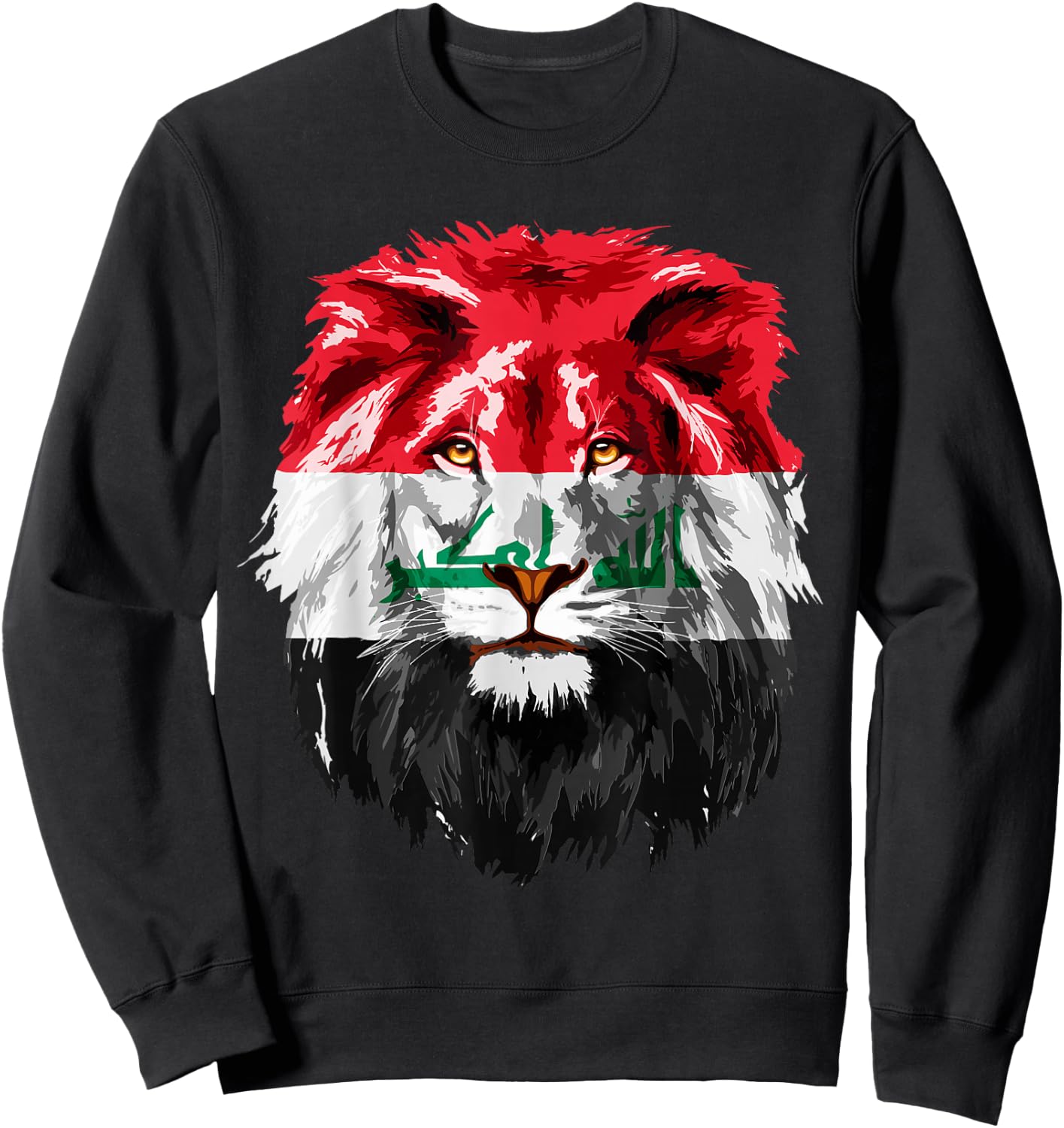 Iraqi Flag Iraq Pride Lion Face Iraq Flag Sweatshirt - Sweatshirt | Black