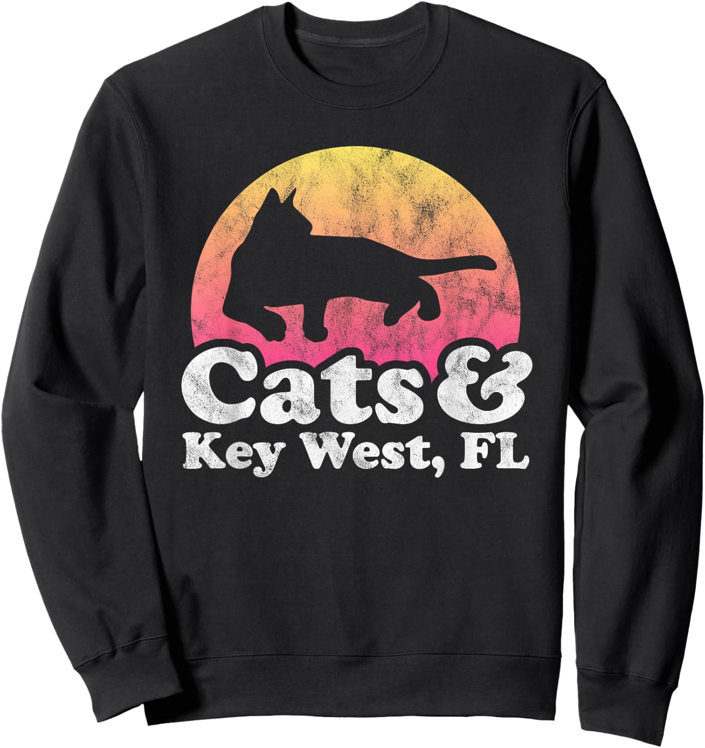 Cats and Key West, FL Men's or Women's Cat and Florida Sweatshirt - Sweatshirt | Black