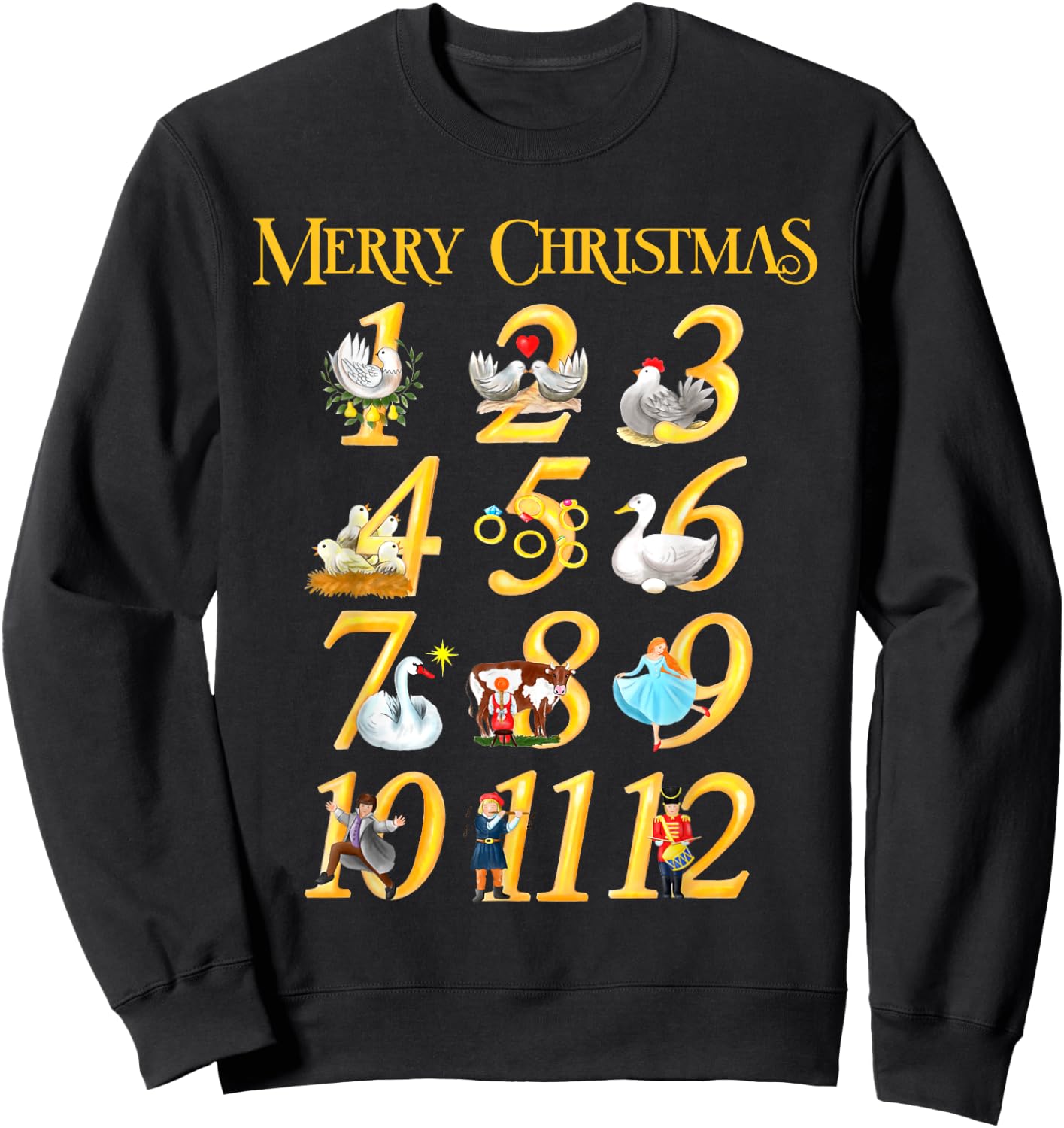 Merry Christmas Carol 12 days Gift Sweatshirt - Sweatshirt | Black
