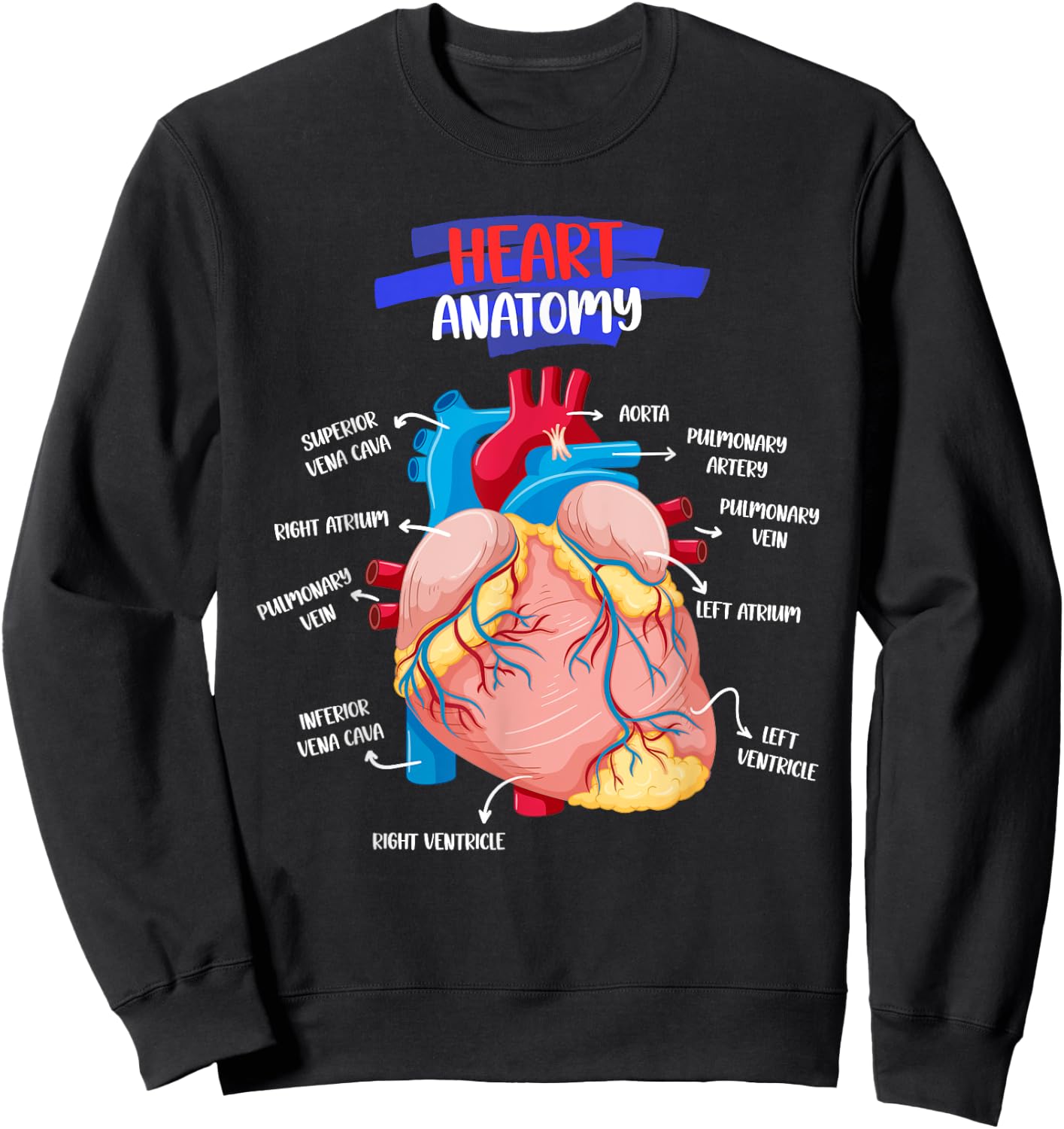 Anatomy Human Heart Anatomical Cardiac Heart Doctor Medical Sweatshirt - Sweatshirt | Black