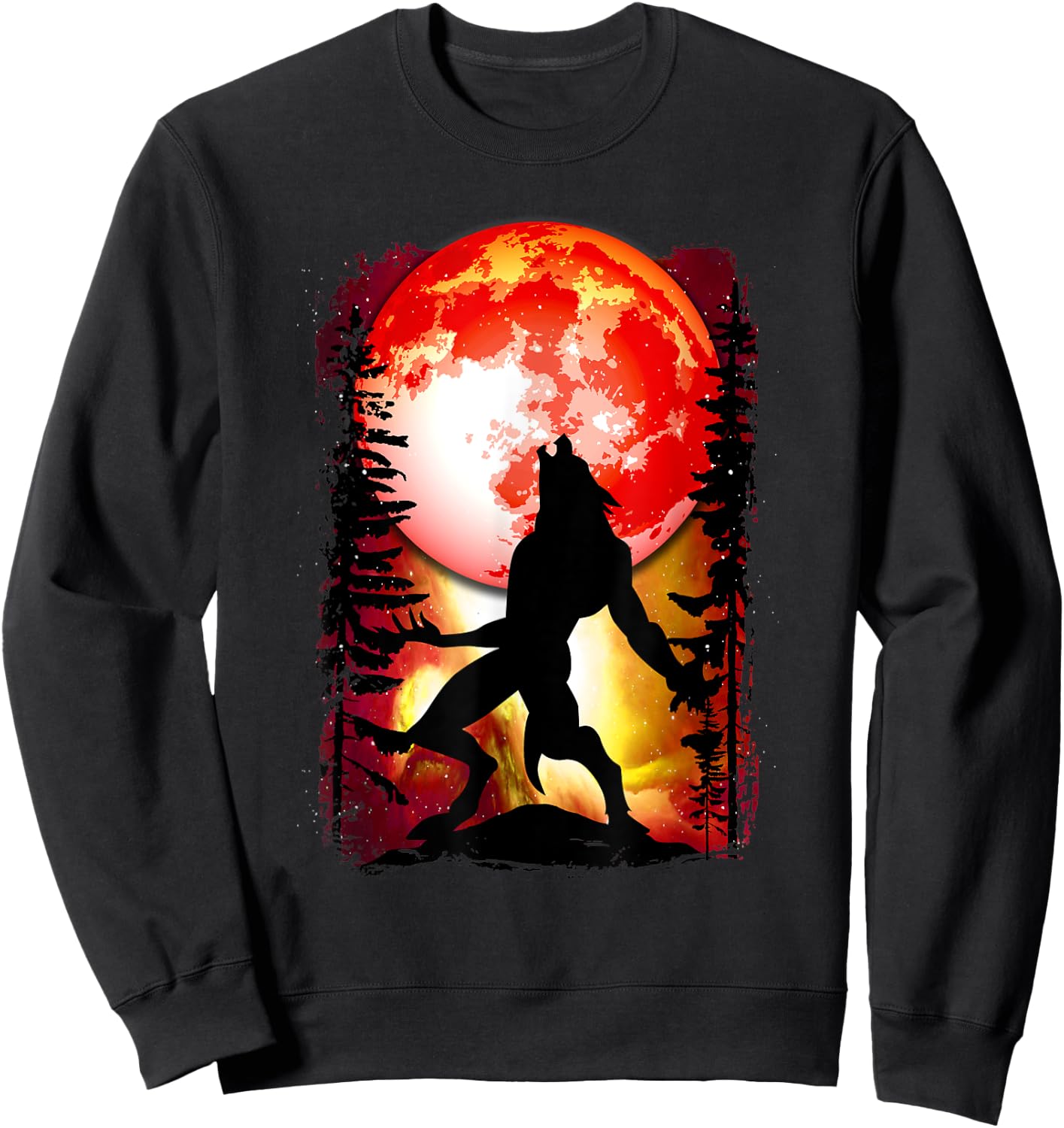 Werewolf Red Blood Full Moon Lycan Horror Halloween Sweatshirt - Sweatshirt | Black