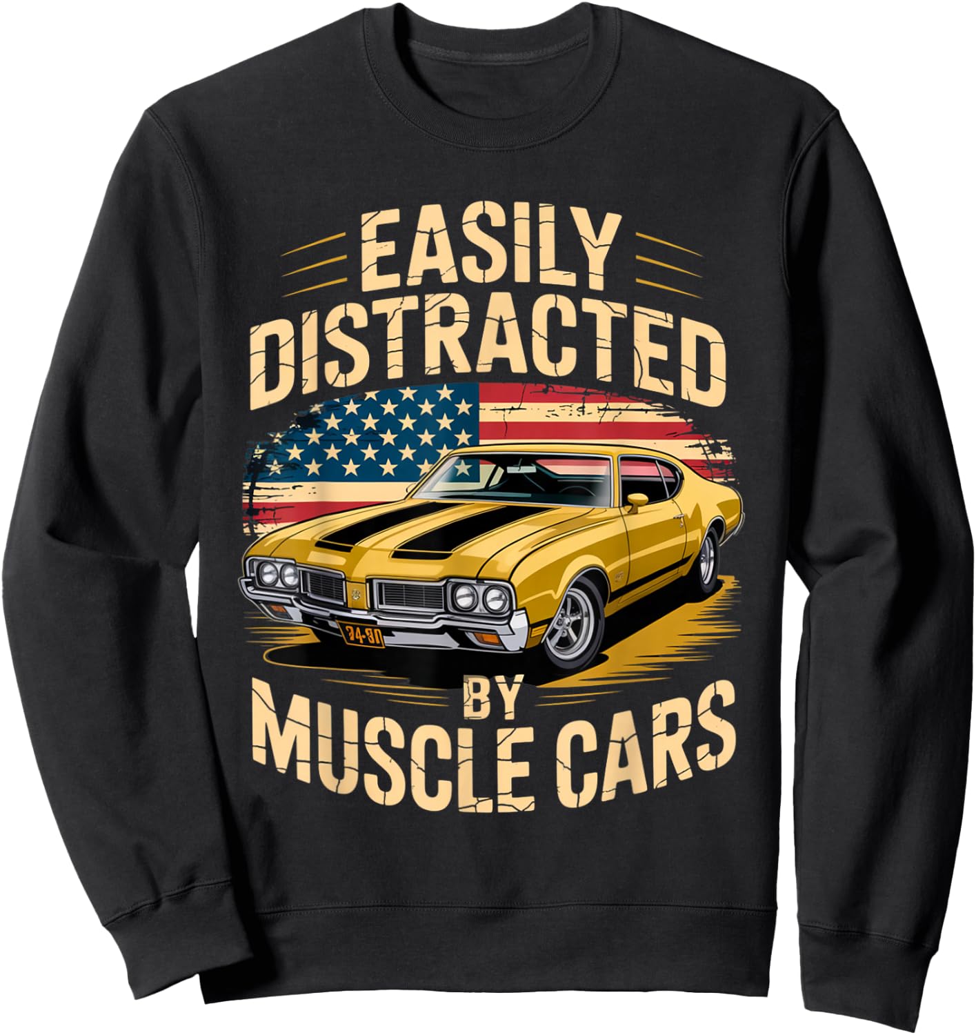 Easily Distracted by Muscle Cars Outfit for Classic auto Fan Sweatshirt - Sweatshirt | Black