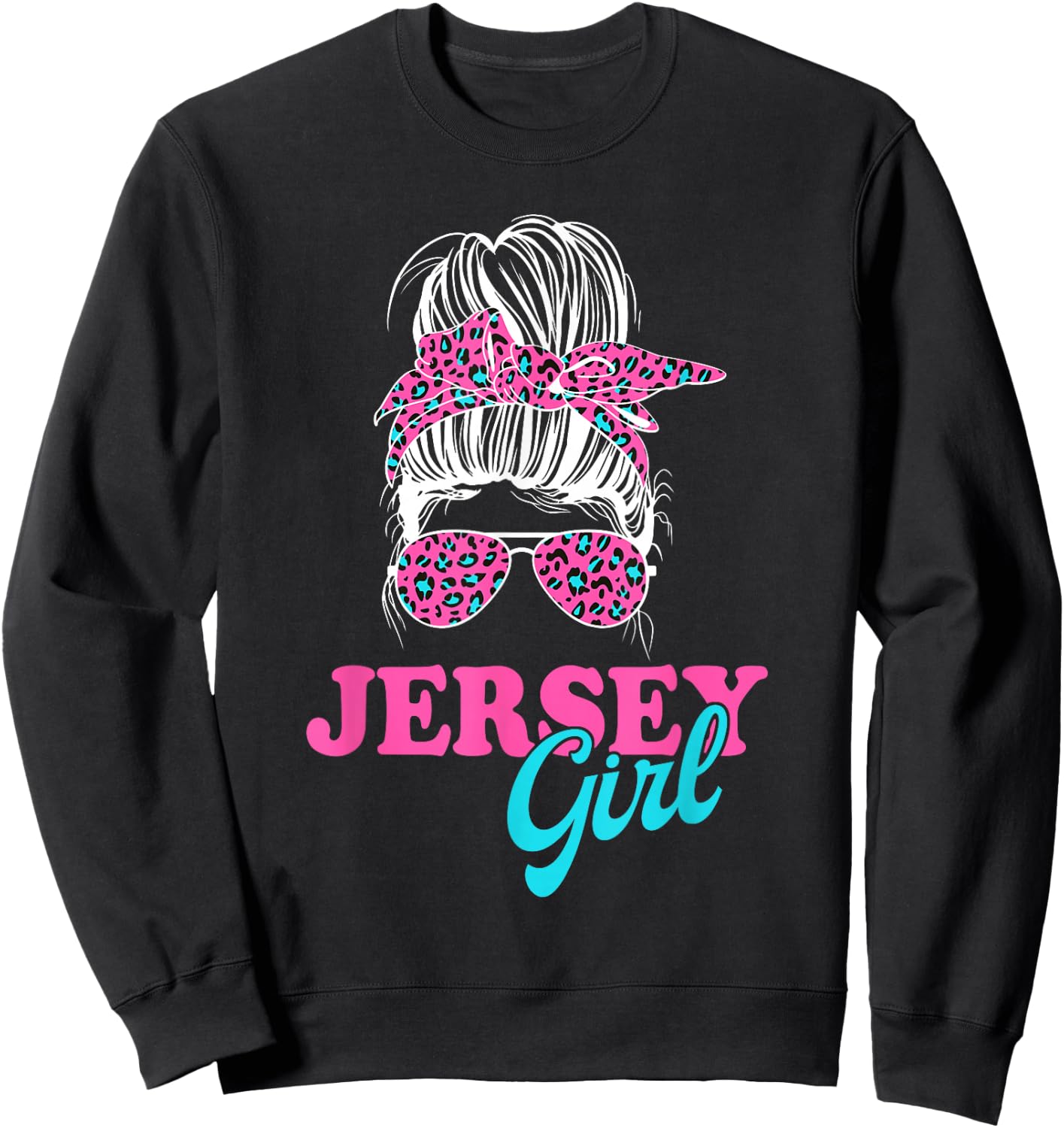 Jersey Girl Messy Bun Sweatshirt - Sweatshirt | Black