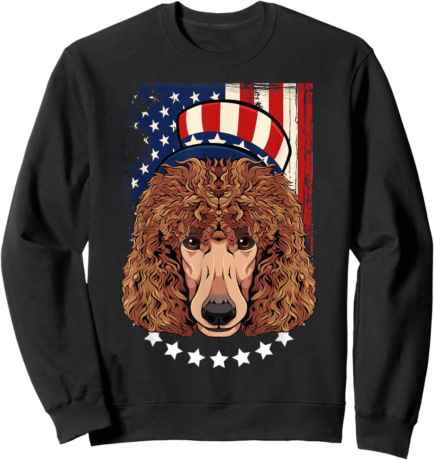 Patriotic Brown Poodle 4th Of July Dog American Flag Hat Sweatshirt - Sweatshirt | Black