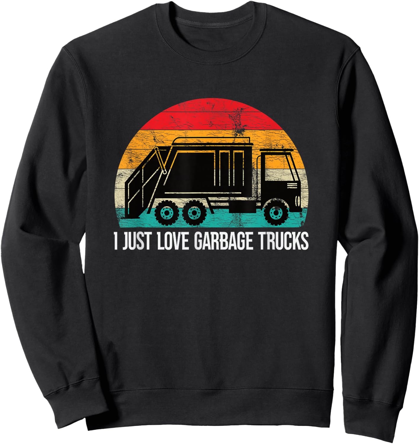 Ich liebe Müllwagen Retro Recycling Bin Truck Sweatshirt - Sweatshirt | Black