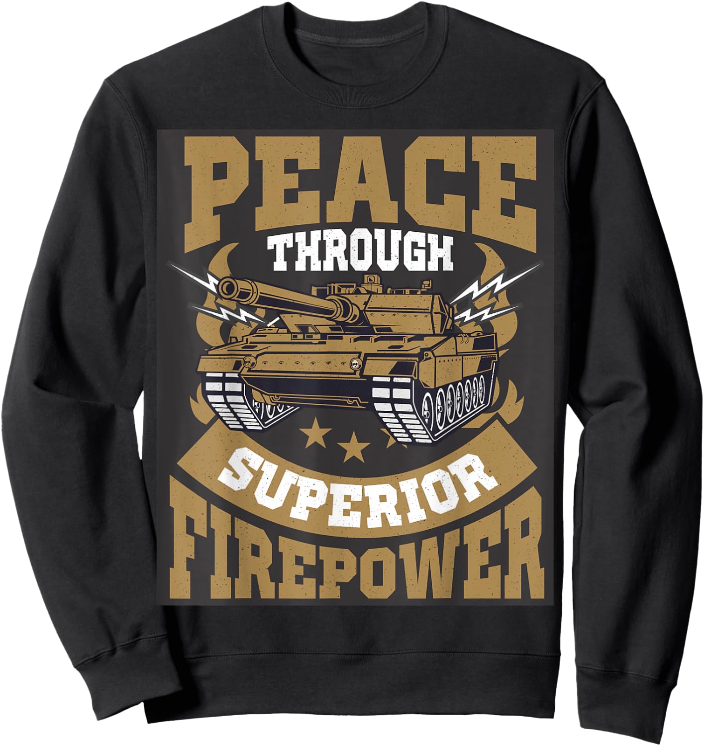 Peace Through Superior Firepower USA Flag Soldier Military Men Sweatshirt - Sweatshirt | Black
