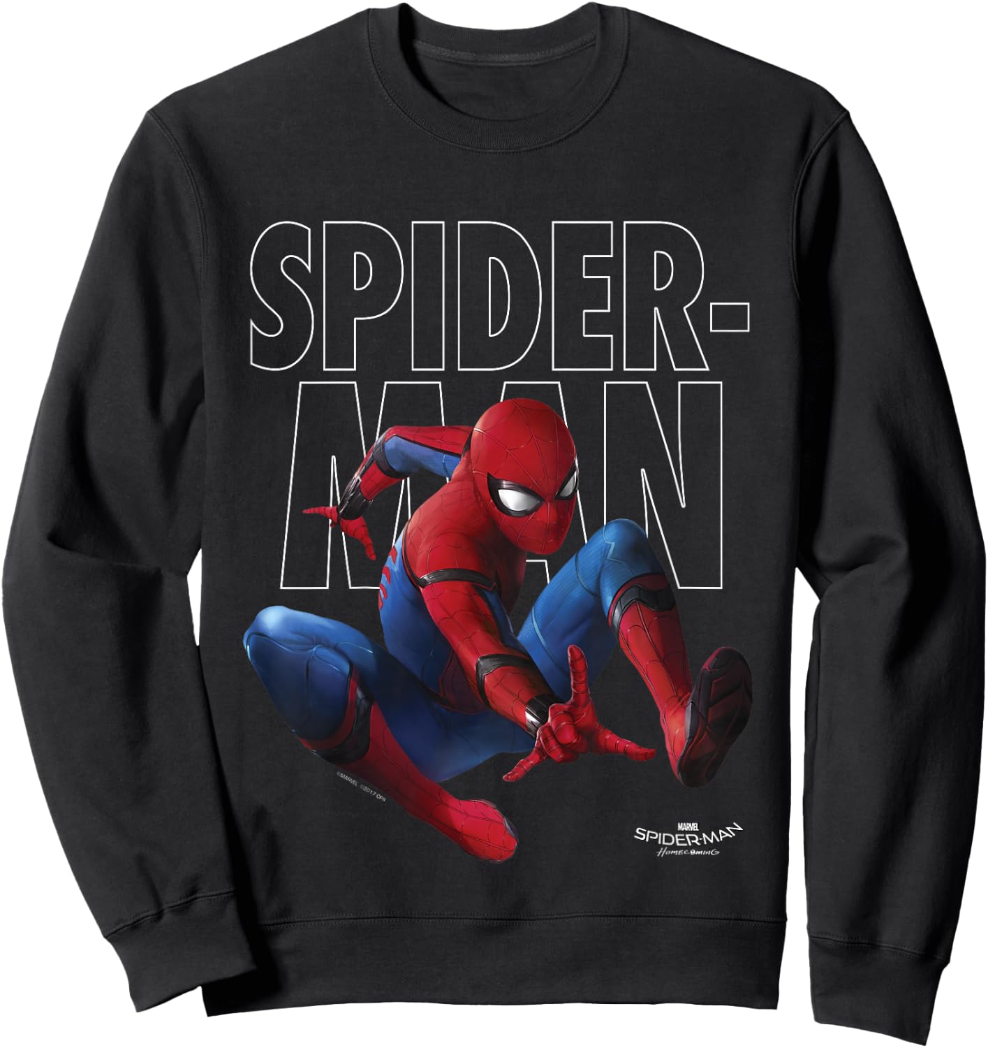 Marvel Spider-Man Homecoming Outlined Jump Pose Kids Sweatshirt - Sweatshirt | Black