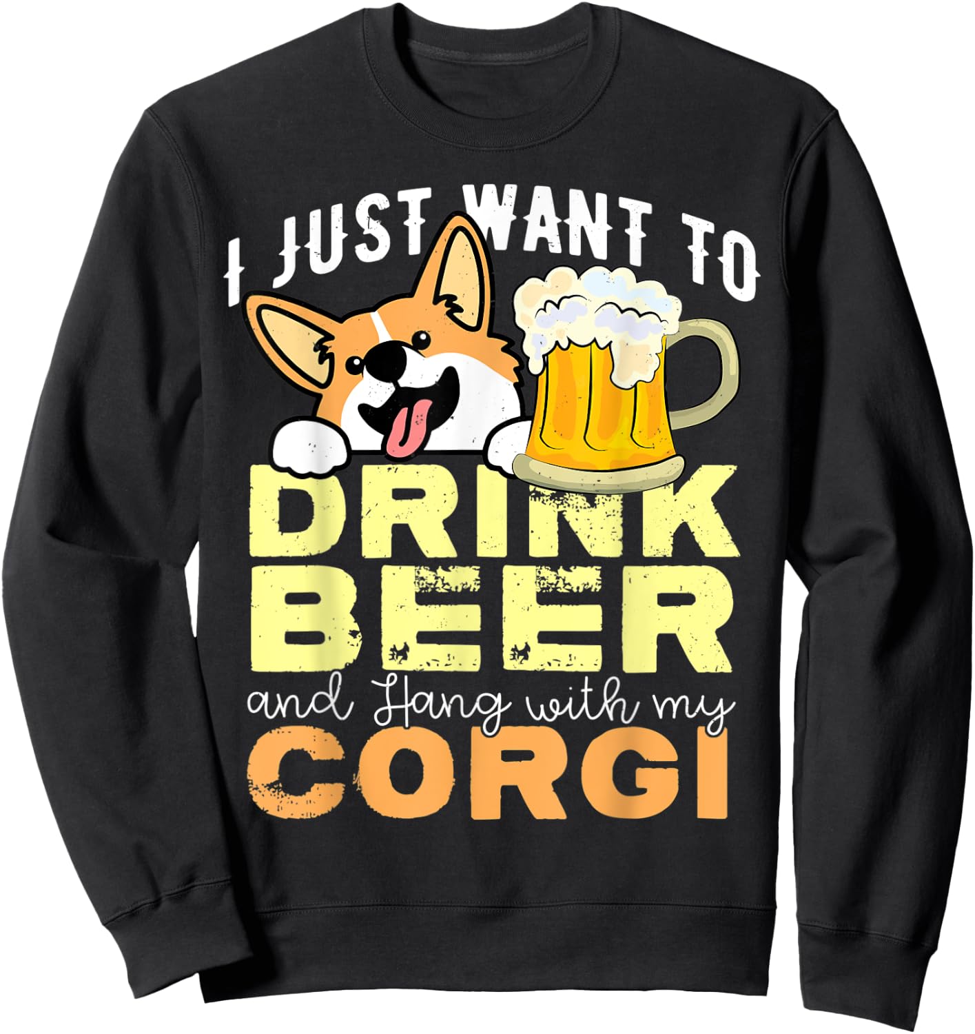 Corgi Dad Shirt Funny Father's Day Dog Lover Gift Beer Men Women Sweatshirt - Sweatshirt | Black