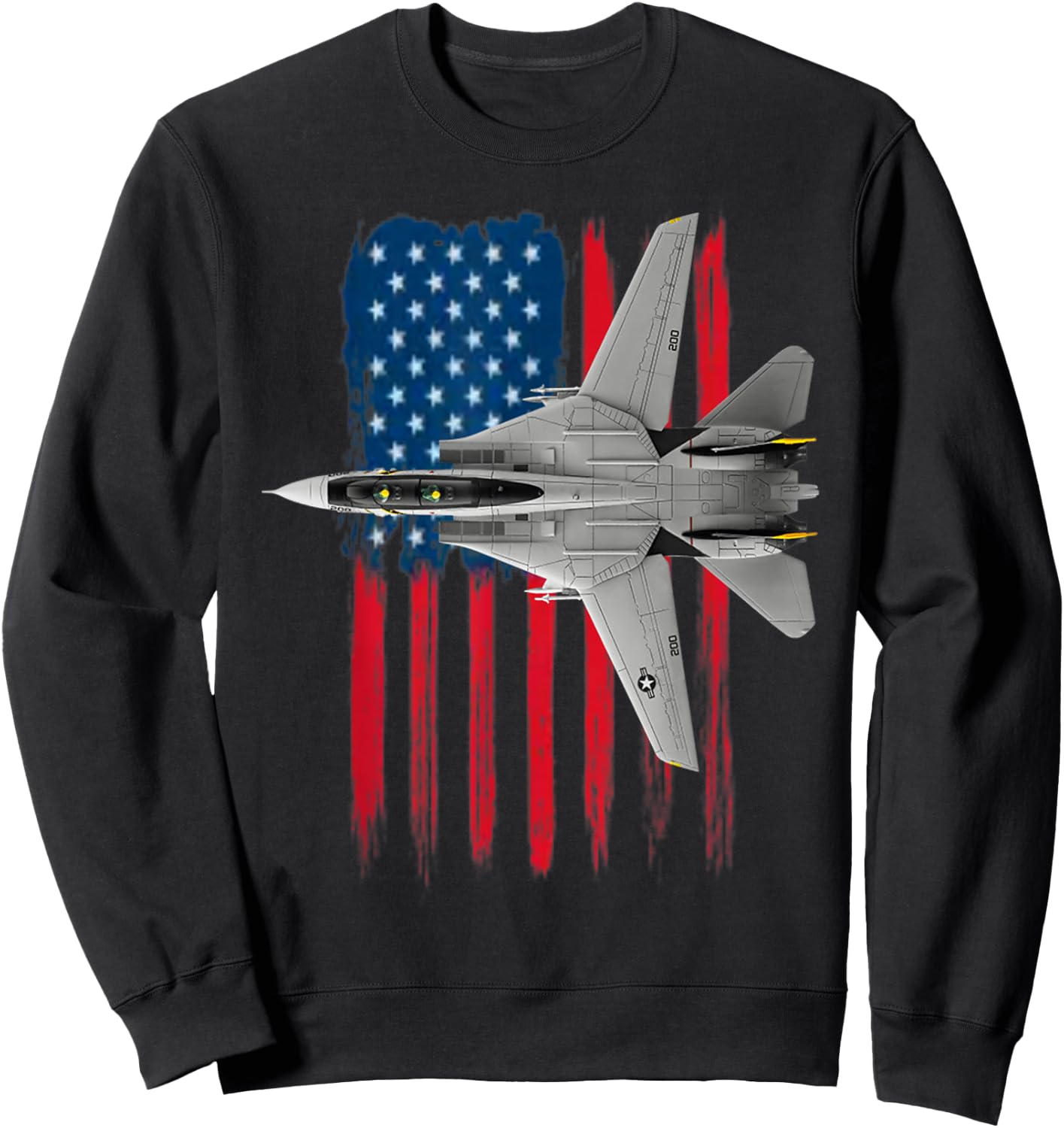 A Patriotic Navy F-14 Tomcat and the American flag. Sweatshirt - Sweatshirt | Black