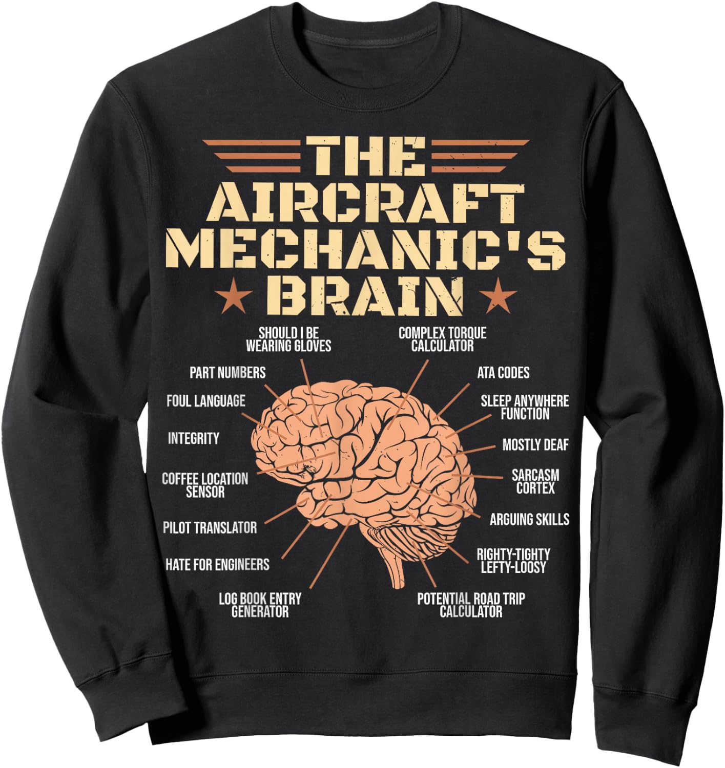 Aircraft Mechanics Brain Shirt Aviation Sweatshirt - Sweatshirt | Black