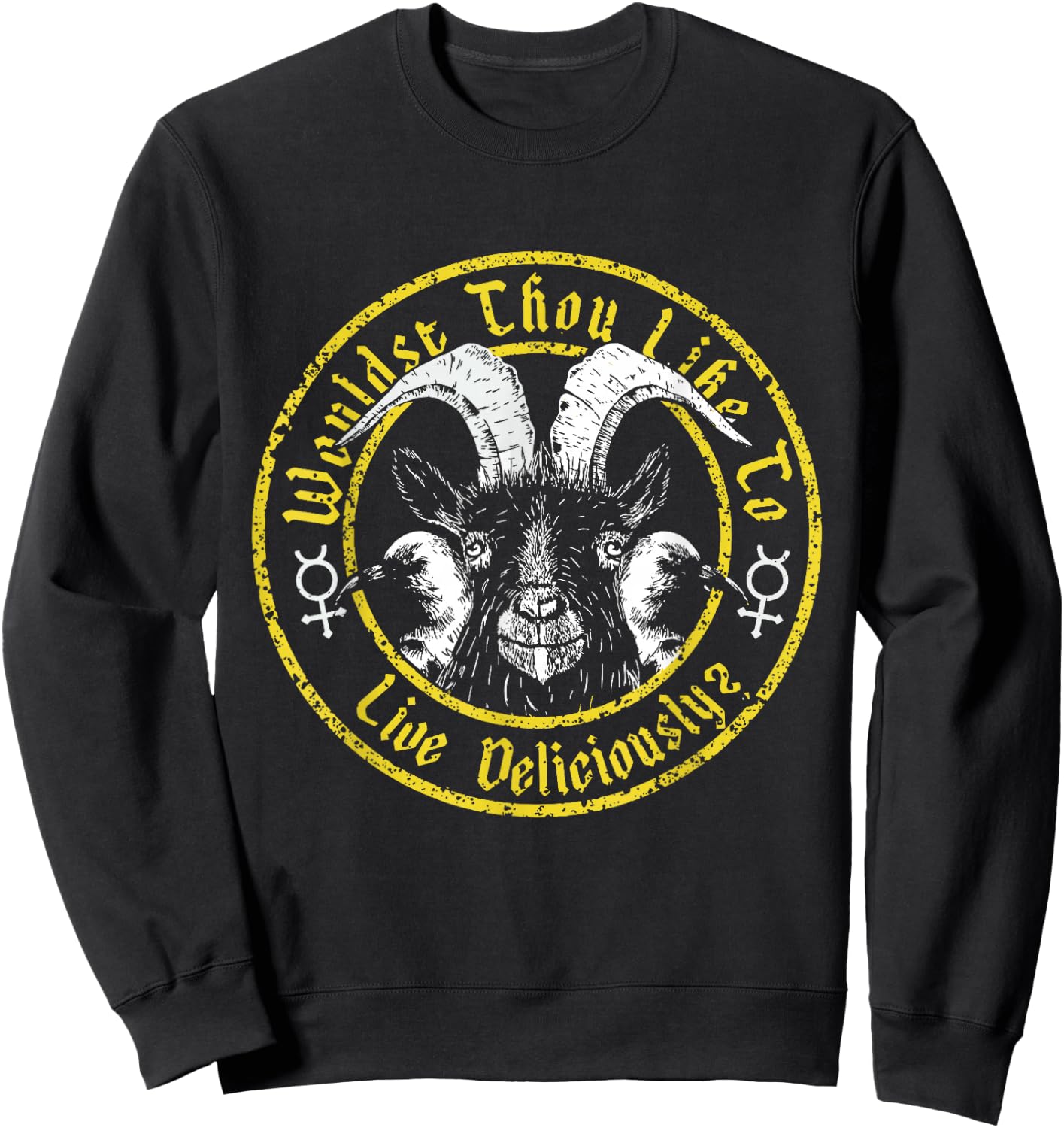 Live Deliciously - Vintage Cartoon Goat - Black Phillip Sweatshirt - Sweatshirt | Black