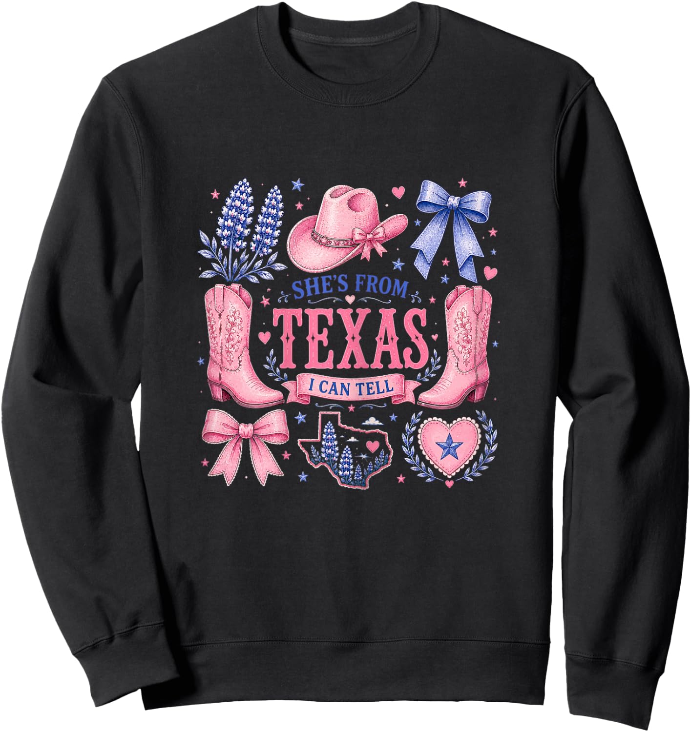 Shes from Texas I Can Tell State Southern Girls Texas Pride Sweatshirt - Sweatshirt | Black