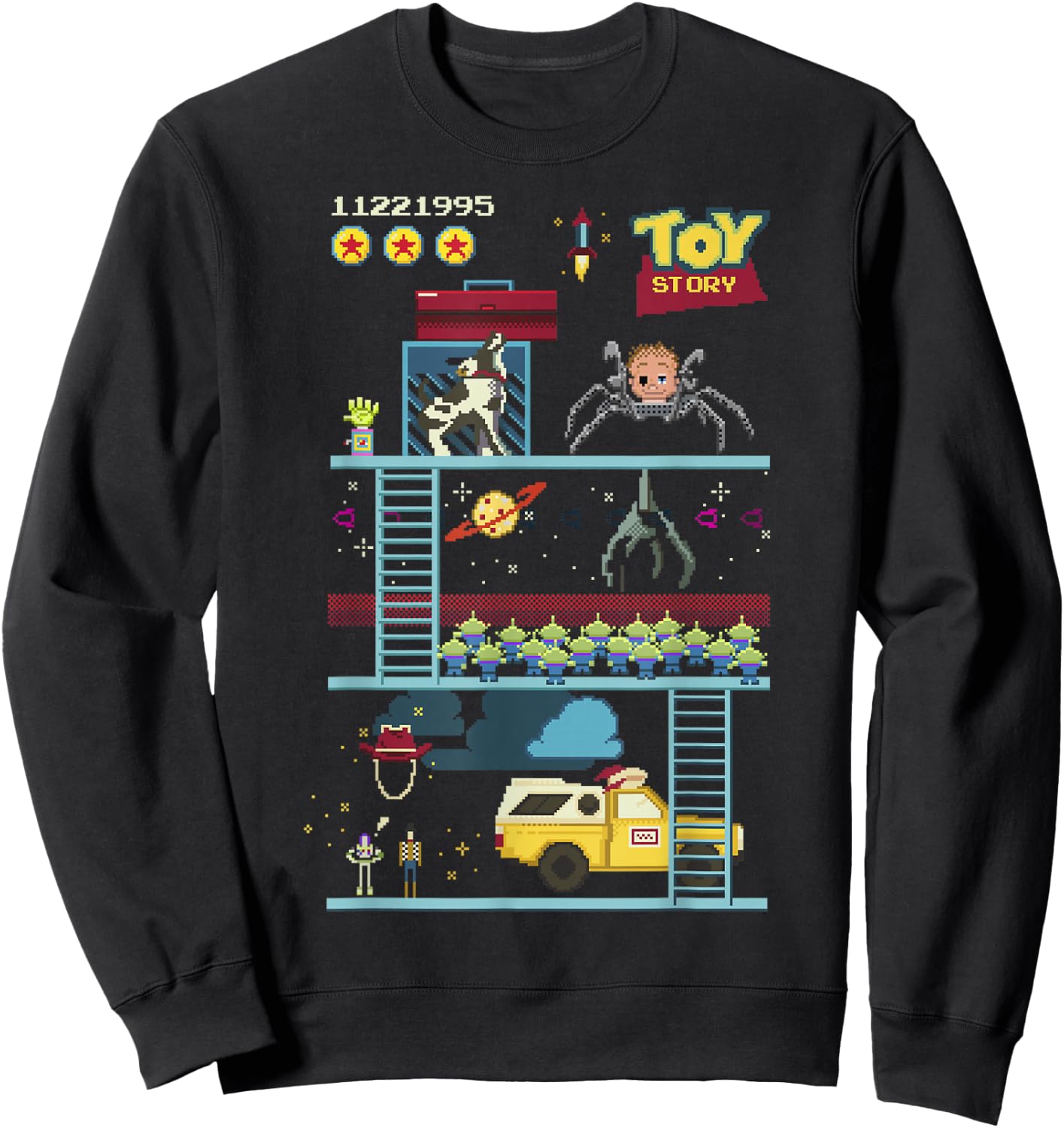 Disney Pixar Toy Story 8-Bit Video Game Scene Sweatshirt - Sweatshirt | Black