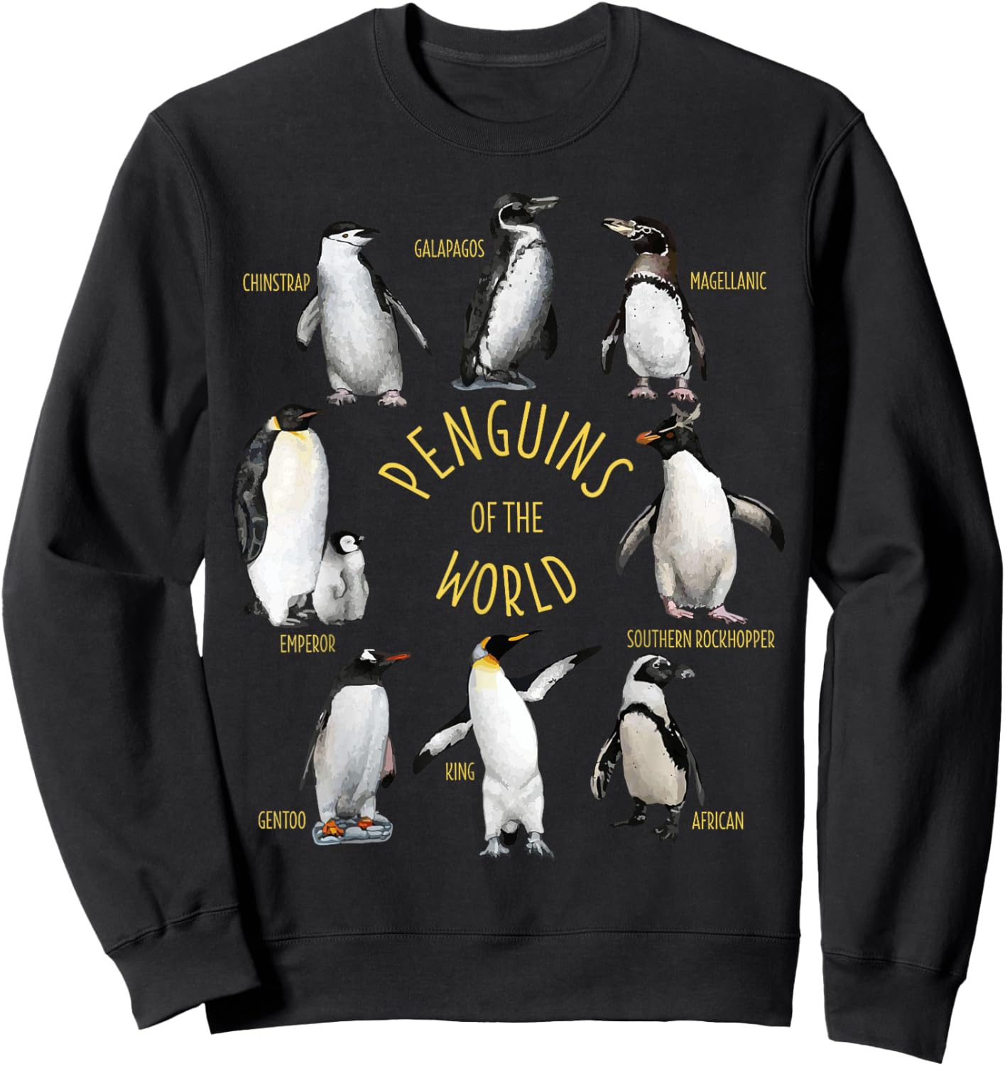 All Types Of Penguins Of The World Funny Penguin Lover Gift Sweatshirt - Sweatshirt | Black