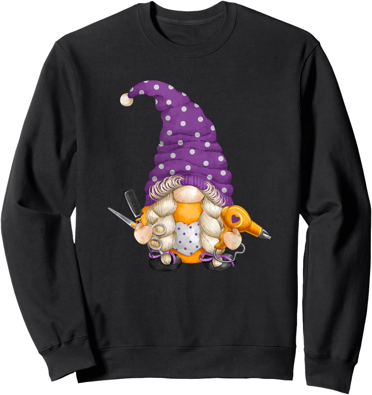 Cute Hairdresser Gnome Who Loves Styling & Gnomies Sweatshirt - Sweatshirt | Black