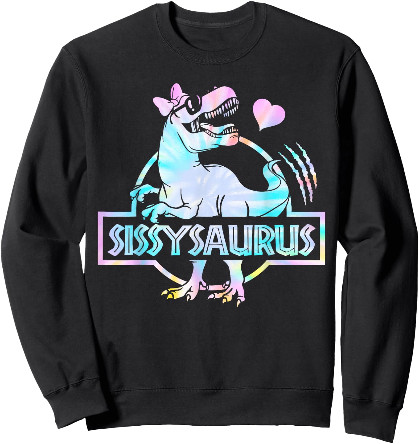 Sissysaurus T Rex Dinosaur Sissy Saurus Family Matching Sweatshirt - Sweatshirt | Black