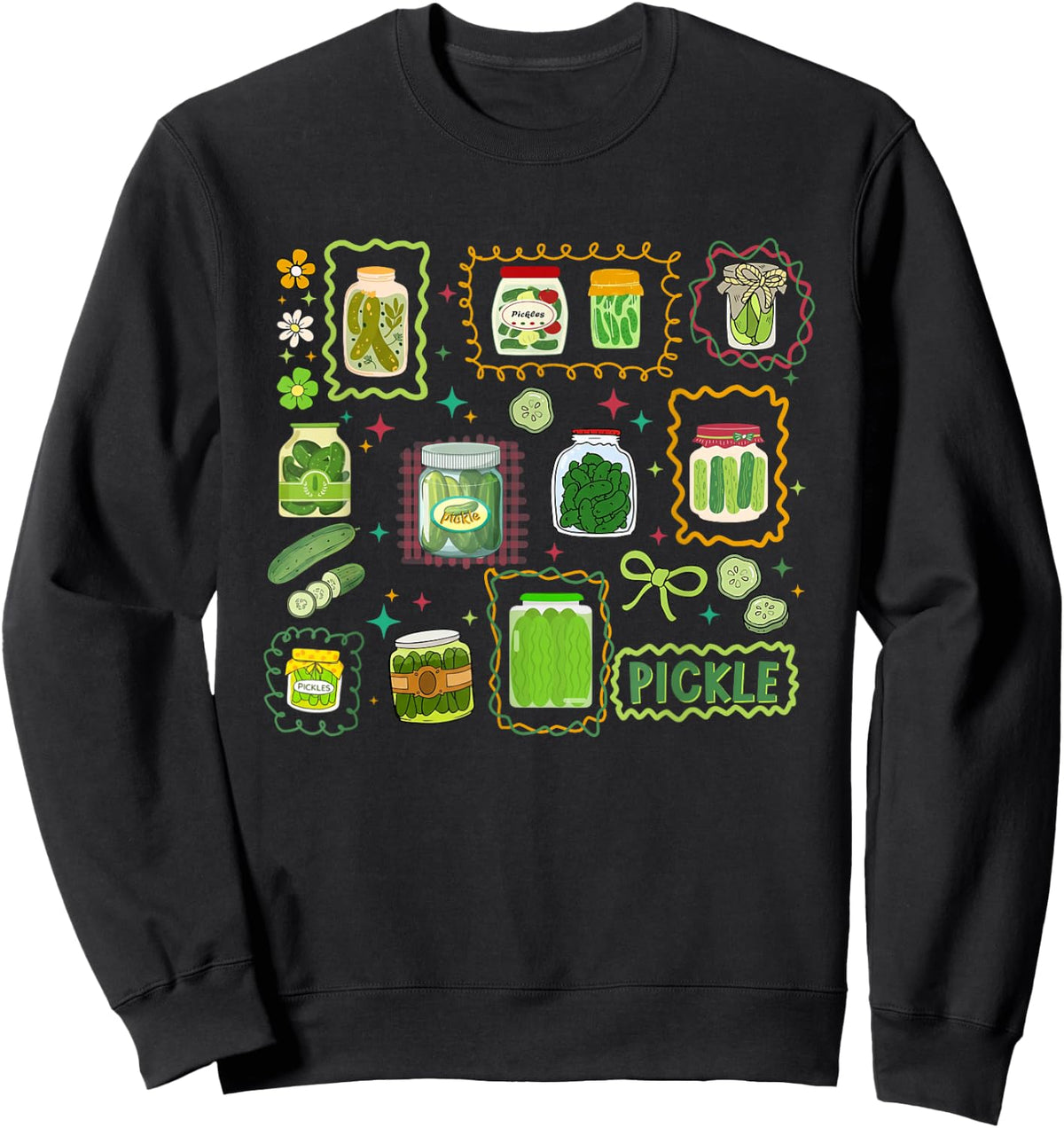 Preppy Canned-Pickles Jar Canning Season Bow Women Girls Sweatshirt - Sweatshirt | Black