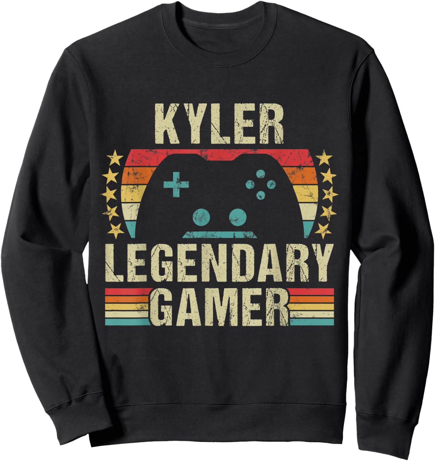 Kyler Gamer Retro Gaming Vintage Game Personalized 70s Sweatshirt - Sweatshirt | Black