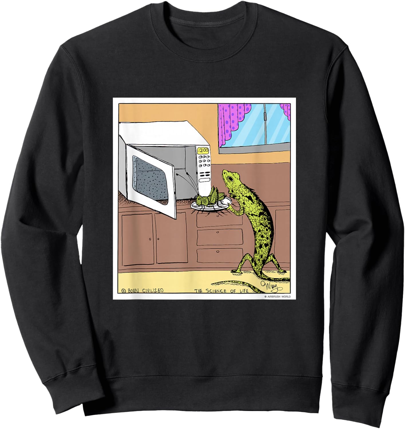 Lizard Microwave Dinner Funny Reptile Novelty Gift Sweatshirt - Sweatshirt | Black