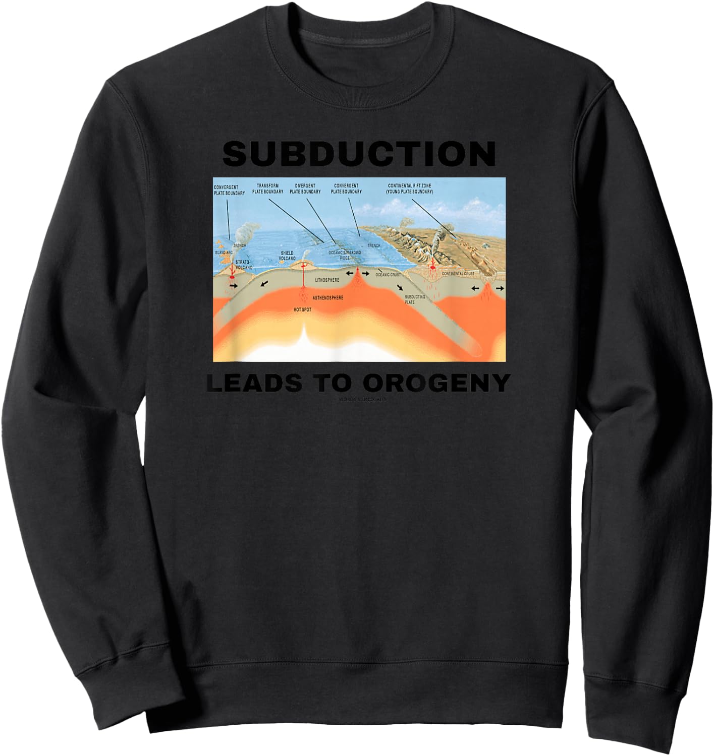 Subduction Leads To Orogeny Plate Tectonics Geology Humor Sweatshirt - Sweatshirt | Black