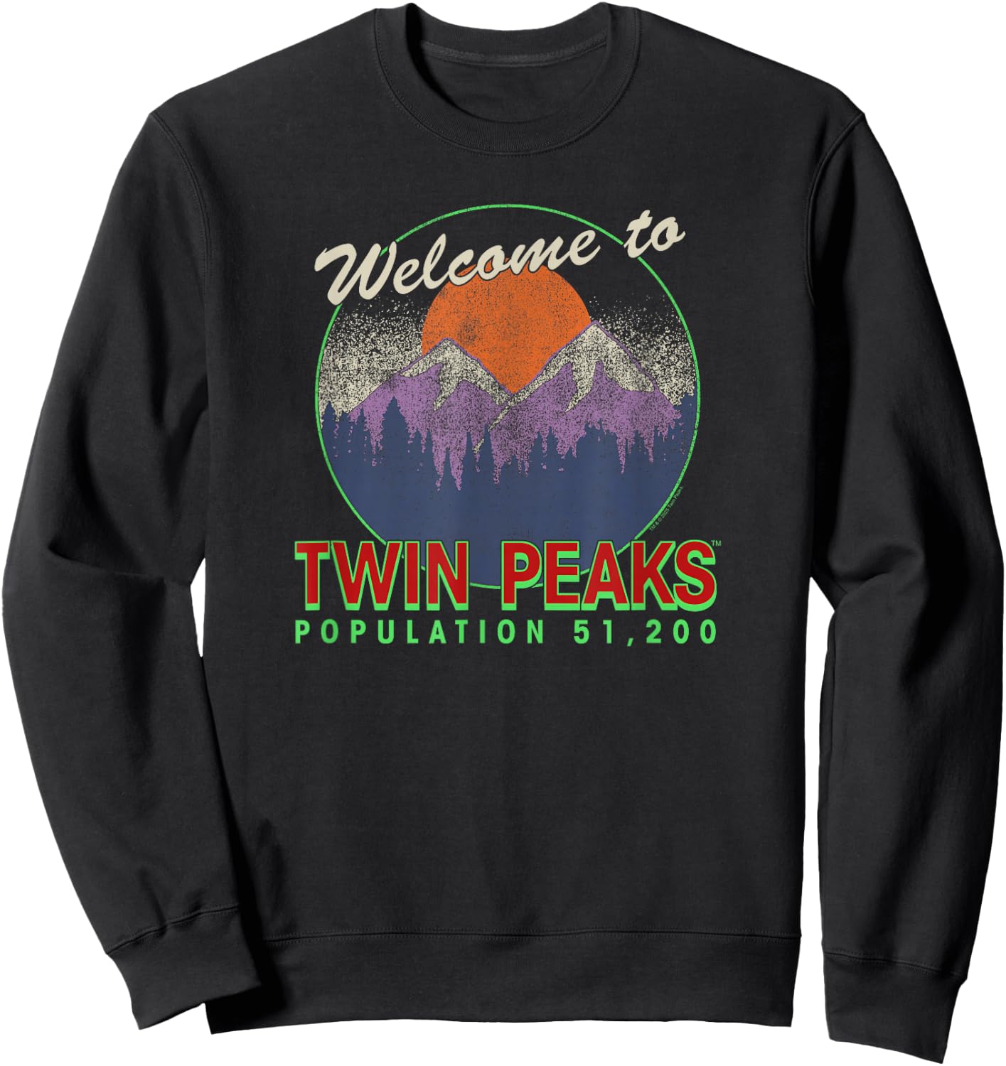 Twin Peaks Illustrated Welcome to Twin Peaks Pop. 51,200 TV Sweatshirt - Sweatshirt | Black