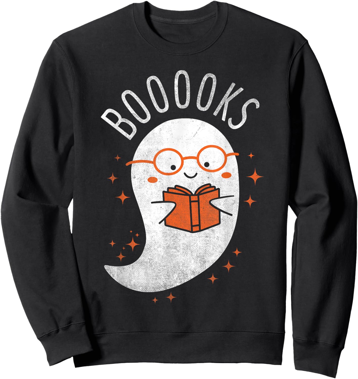 Booooks Ghost Funny Halloween Teacher Book Library Reading Sweatshirt - Sweatshirt | Black