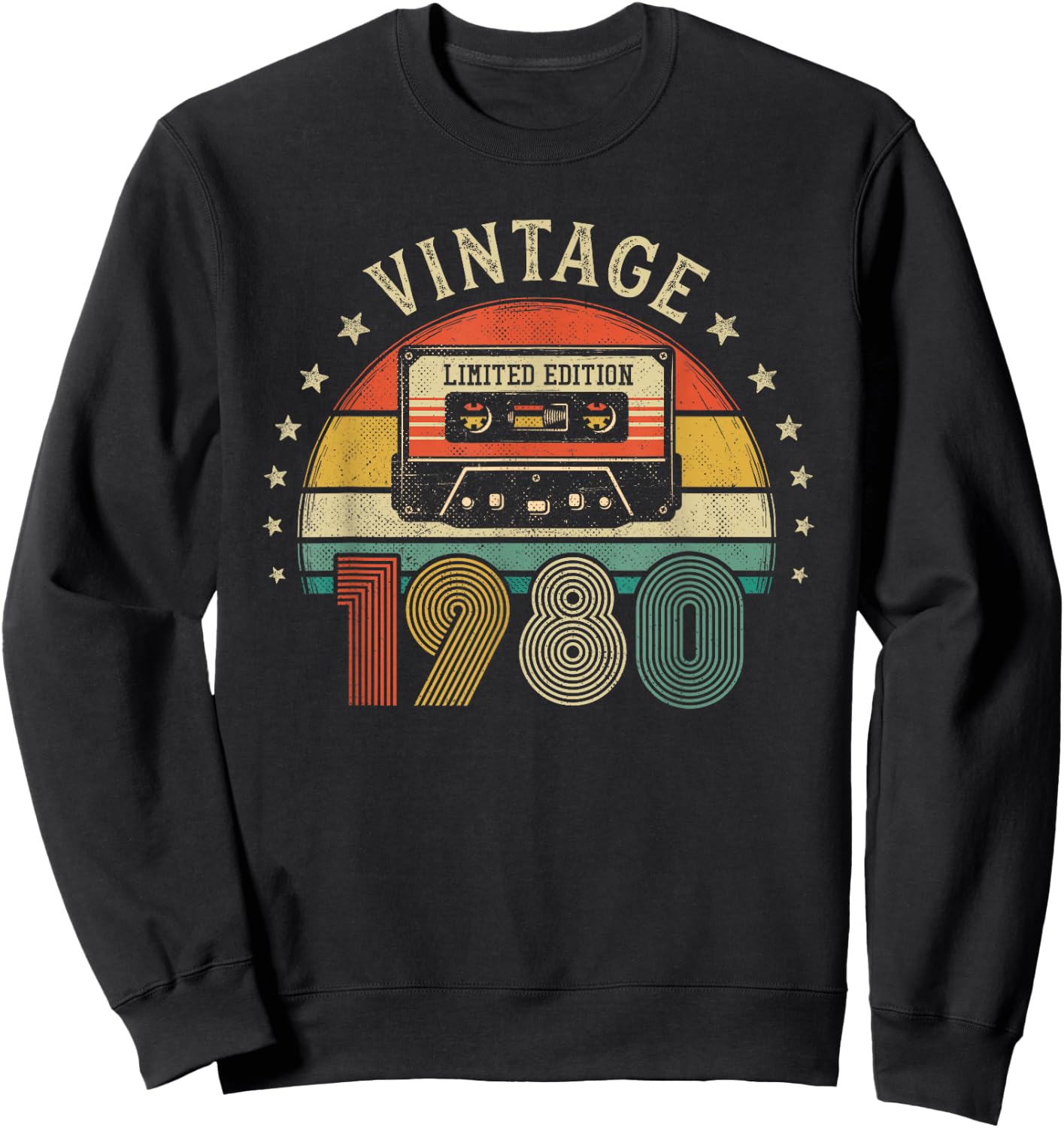 Vintage 1980 Retro Cassette Tape - 46th Birthday Sweatshirt - Sweatshirt | Black