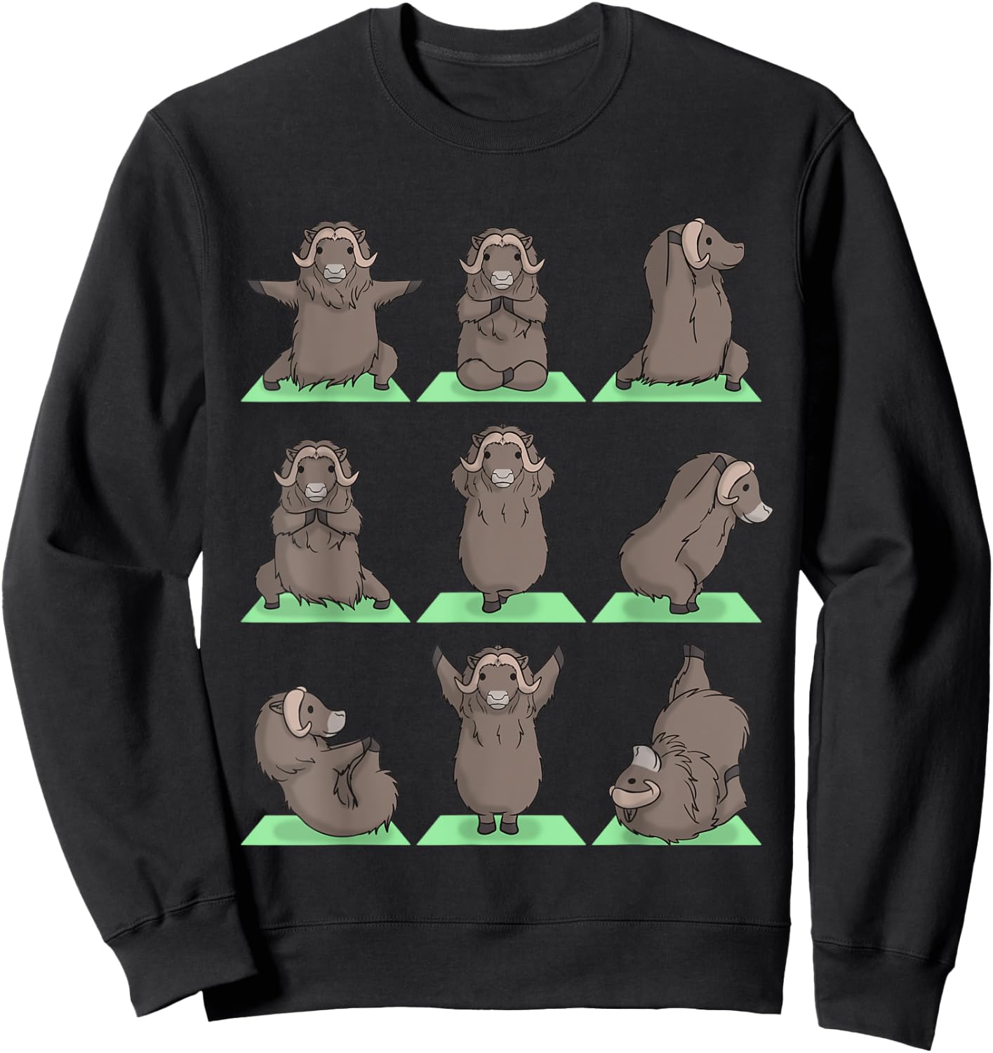 Musk Ox Yoga Pose Zen Cute Workout Exercise Yogi Funny Sweatshirt - Sweatshirt | Black