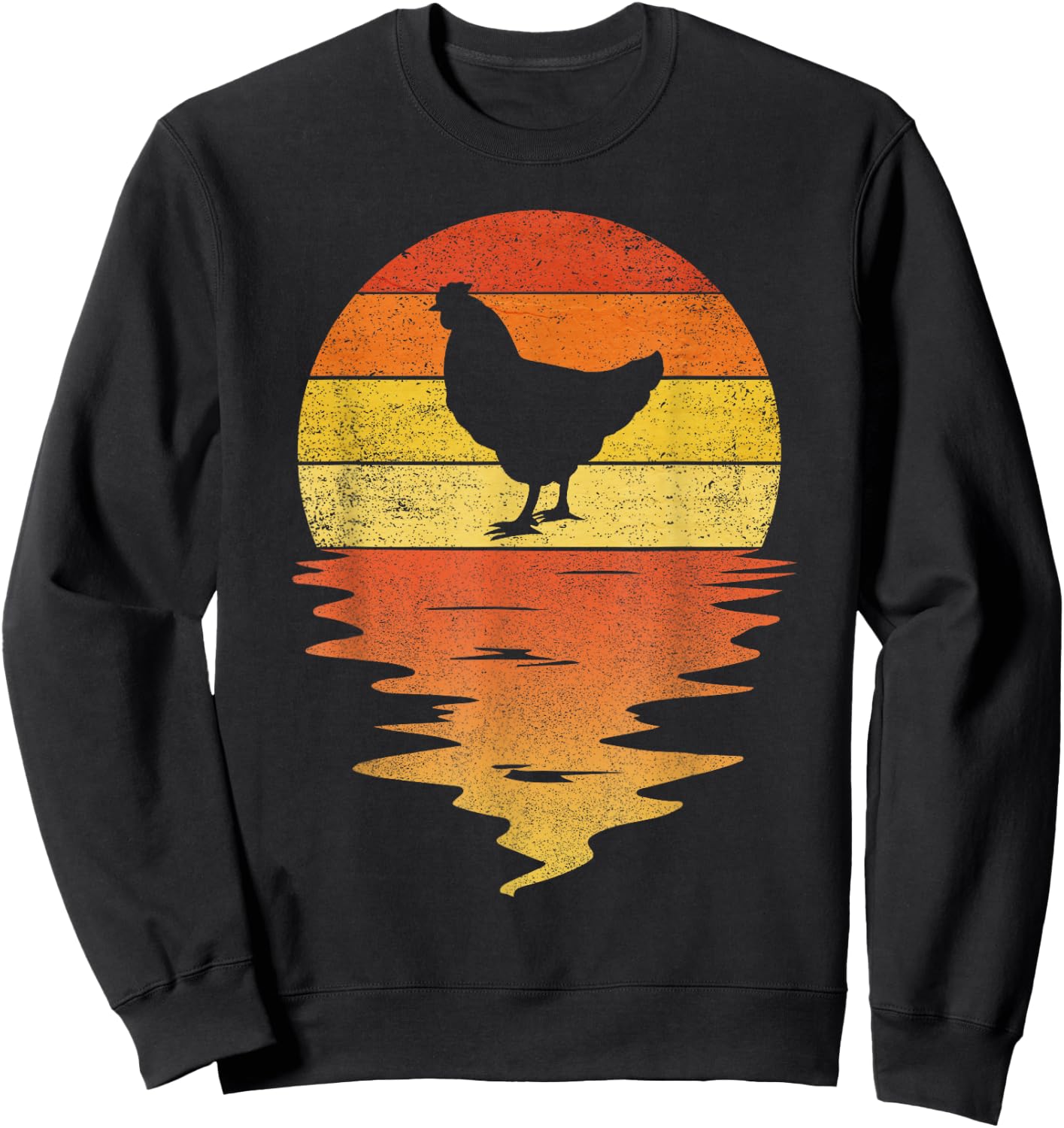 Chicken shirt 70s vintage retro sunset Chicken Sweatshirt - Sweatshirt | Black