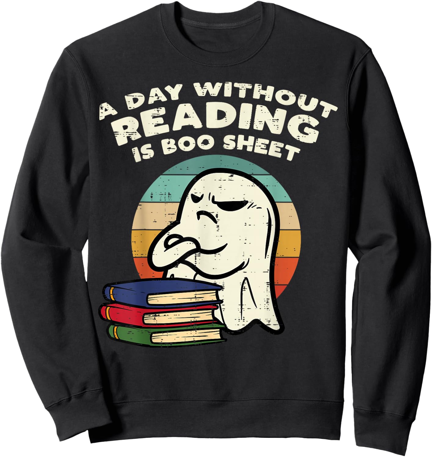 Funny Ghost Read Book Reading Librarian Halloween Men Women Sweatshirt - Sweatshirt | Black