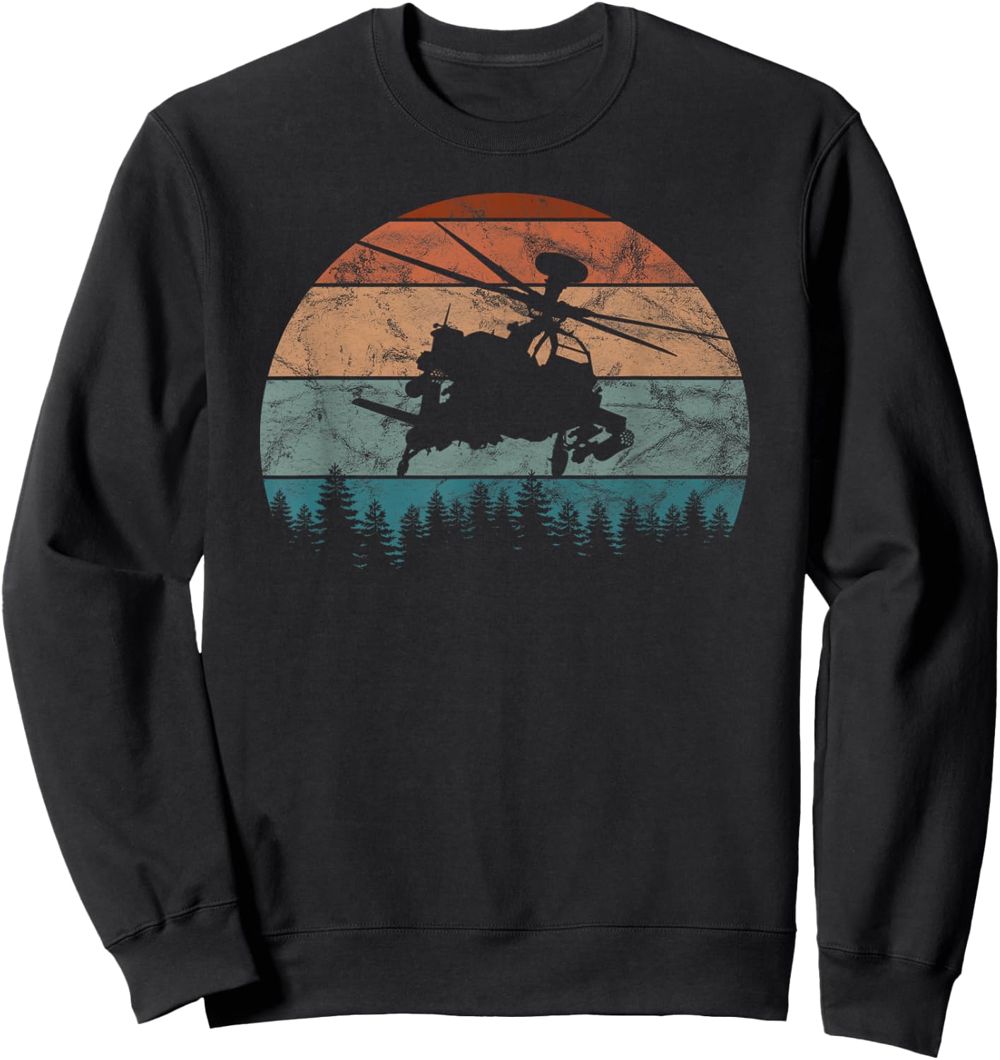 AH-64 Apache Helicopter Retro Vintage Sweatshirt - Sweatshirt | Black