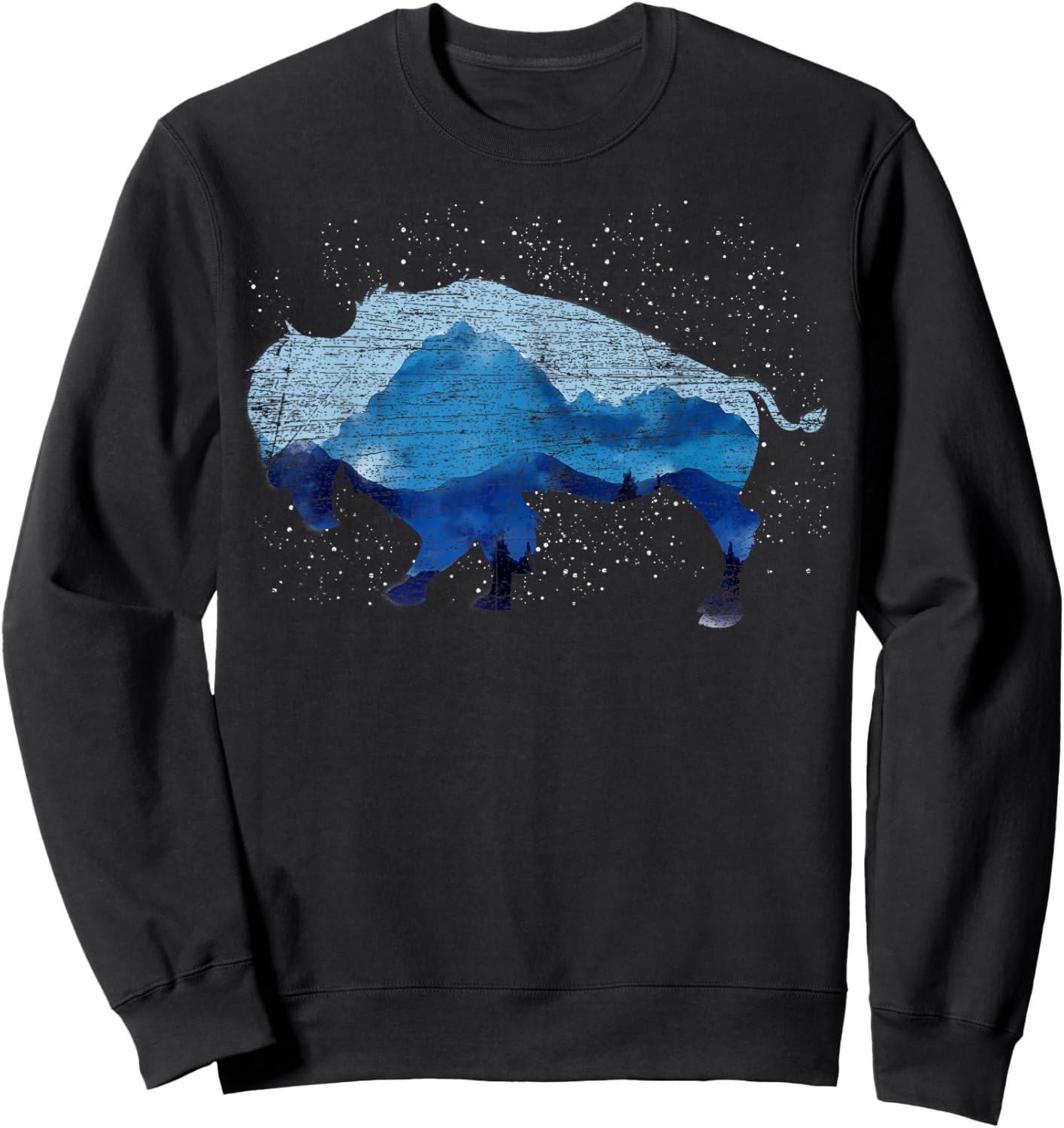 American Bison Nature Mountains Countryside Buffalo Sweatshirt - Sweatshirt | Black